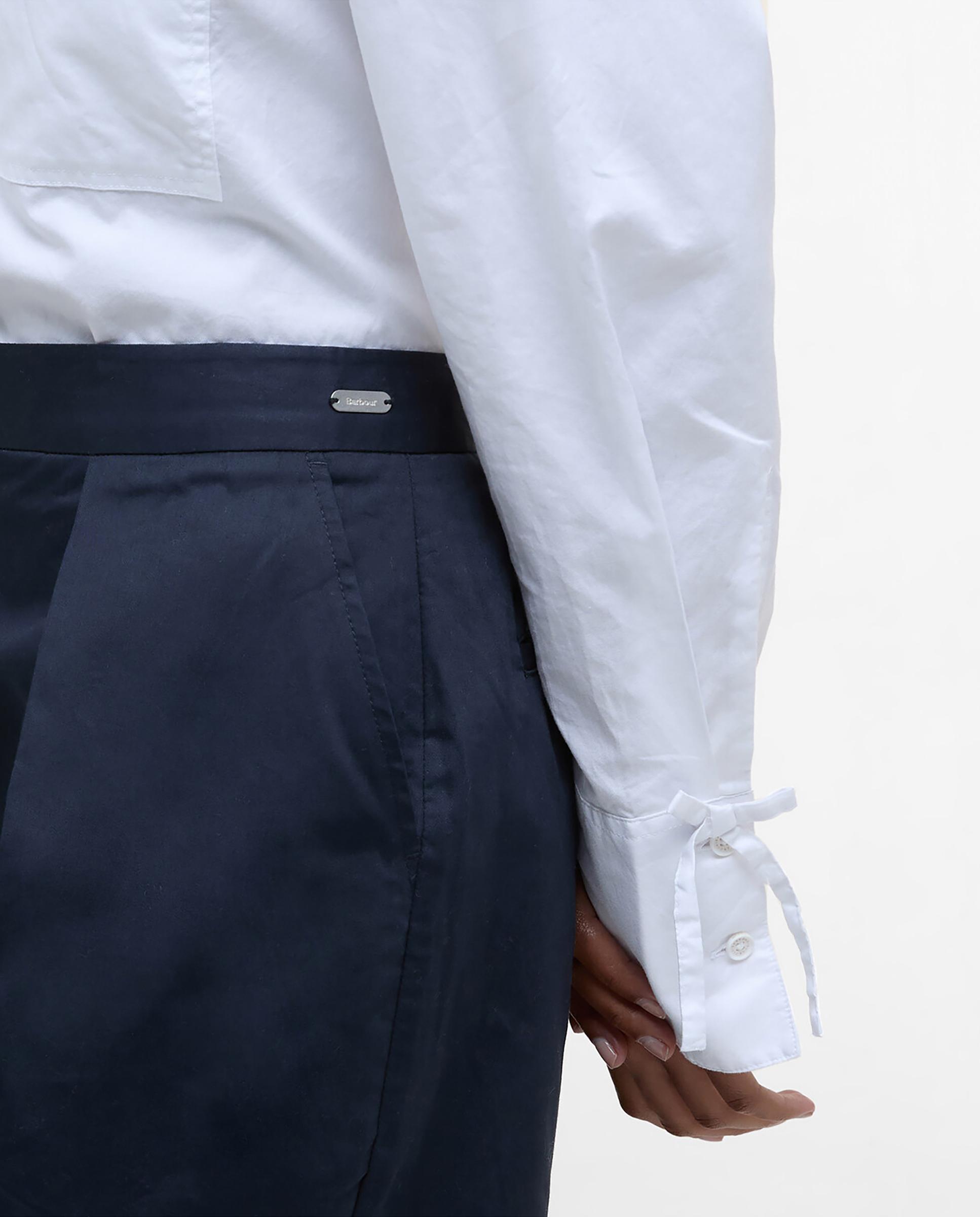 Pantalón recto de mujer con cierre de botón y pinzas delanteras - Barbour - Azul Azul-4
