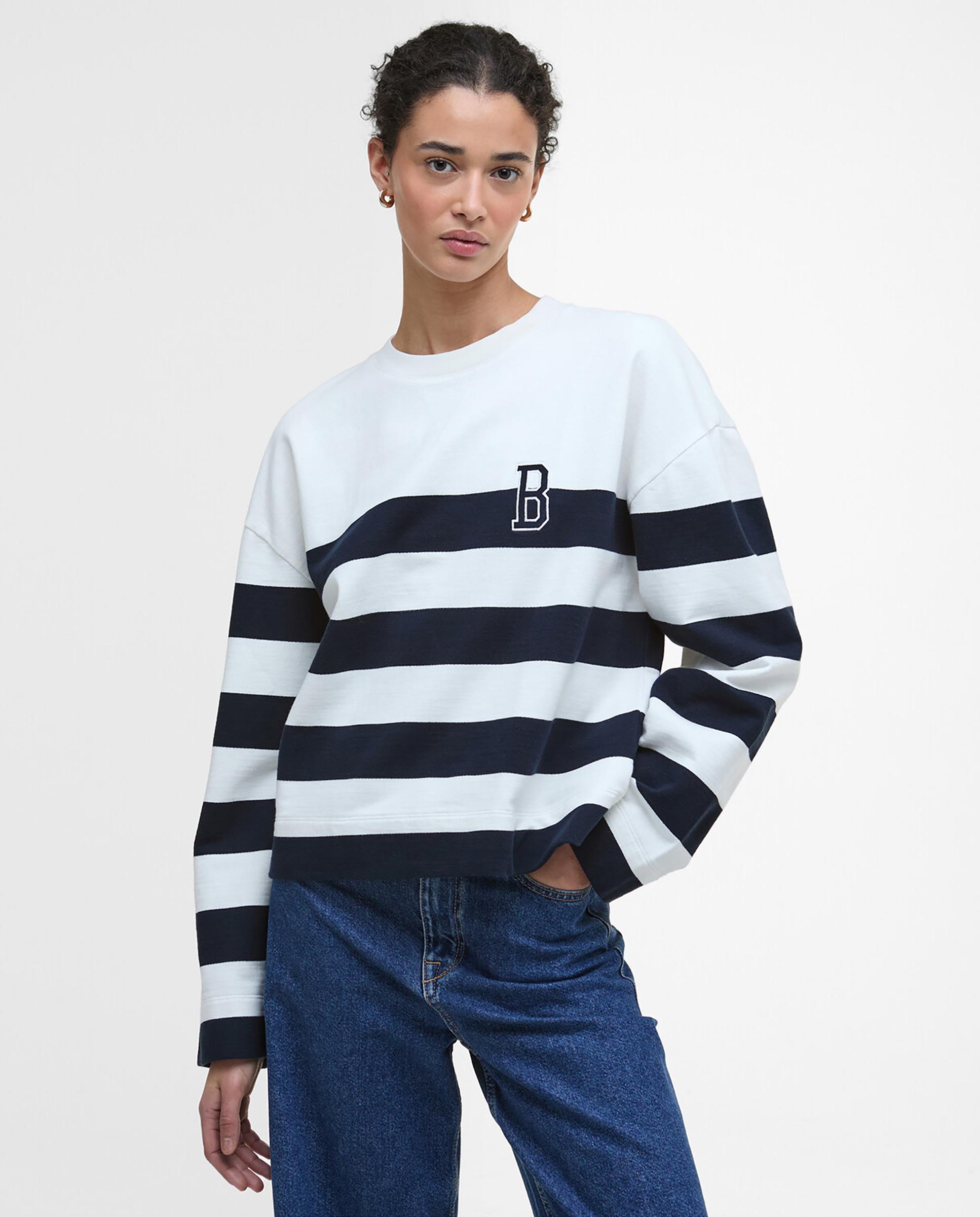 Sudadera de mujer con diseño de rayas y cuello redondo - Barbour - Azul Azul-1