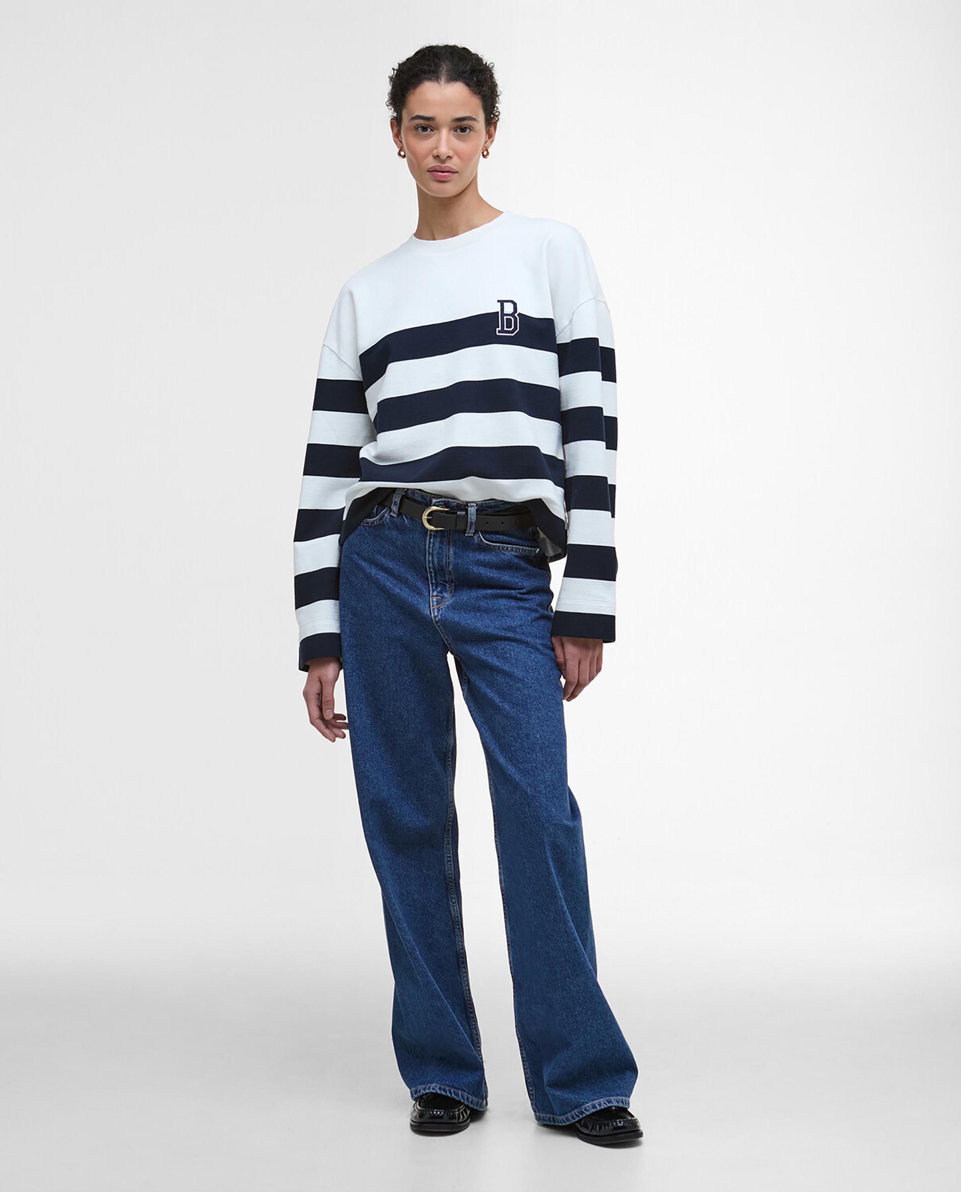 Sudadera de mujer con diseño de rayas y cuello redondo - Barbour - Azul Azul-3