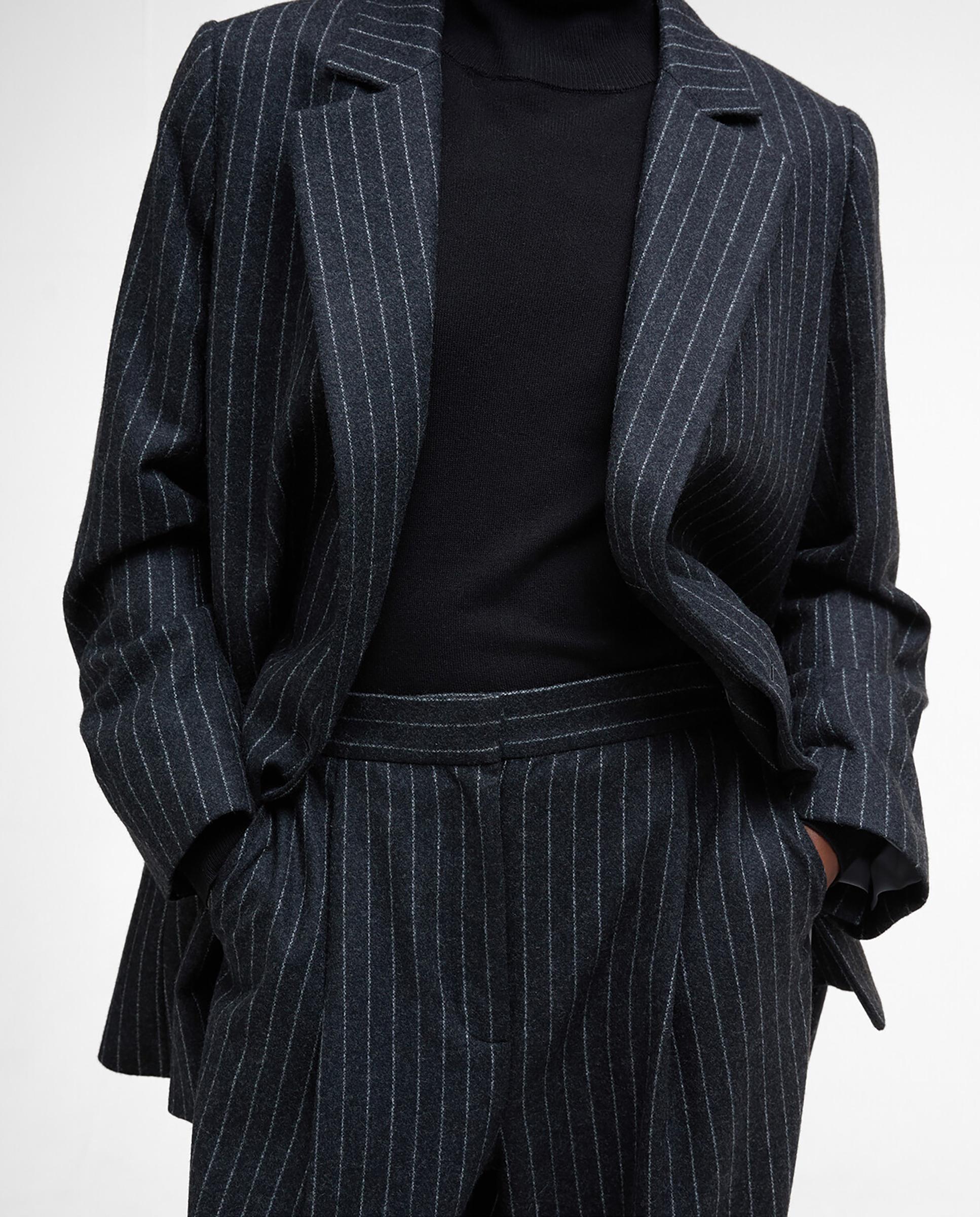 Pantalón recto de mujer con estampado de raya y sistema de cierre con cremallera y botón - Barbour - Negro Negro-4