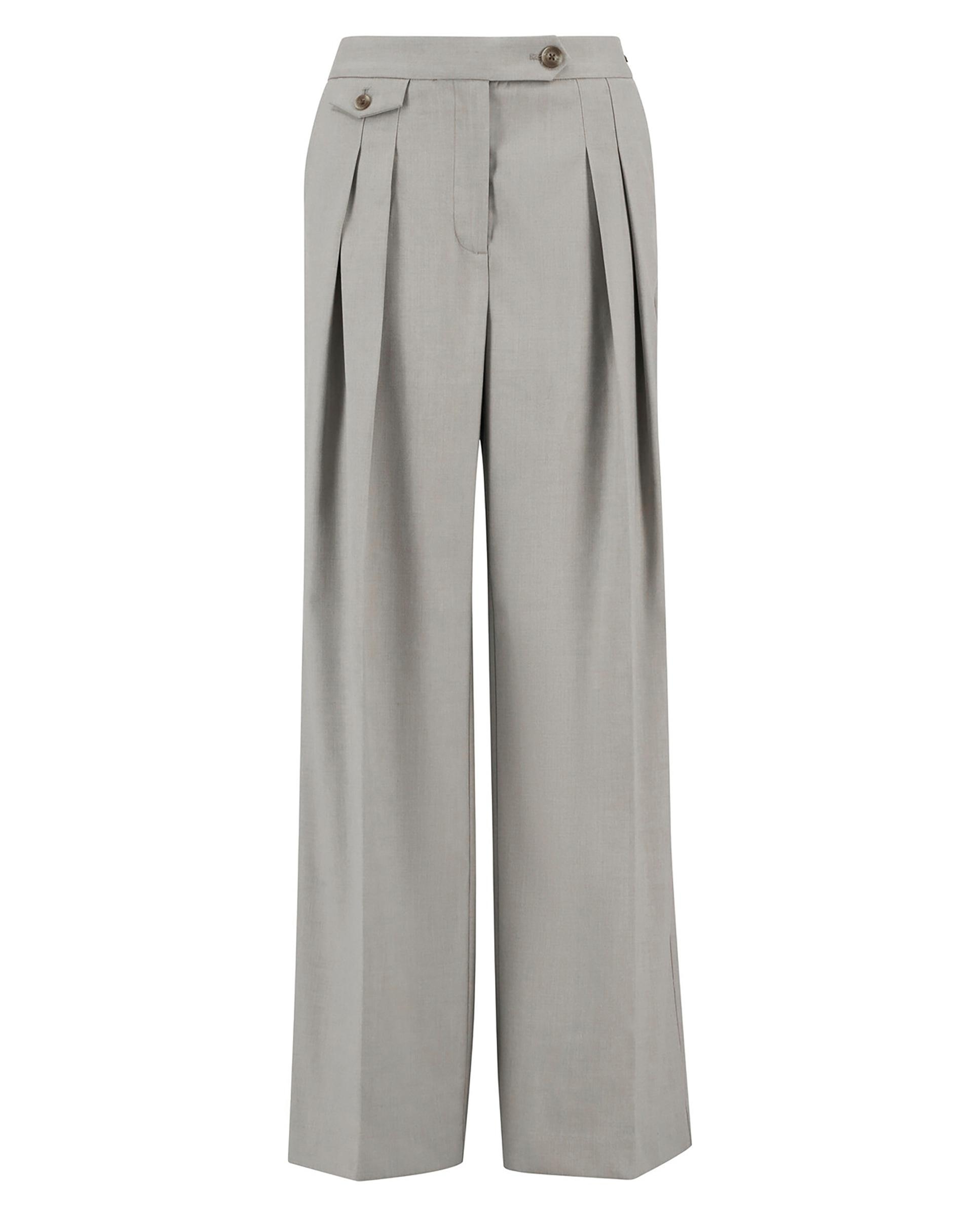 Pantalón recto de mujer con cierre de botón y pinzas delanteras - Barbour - Gris Gris-7
