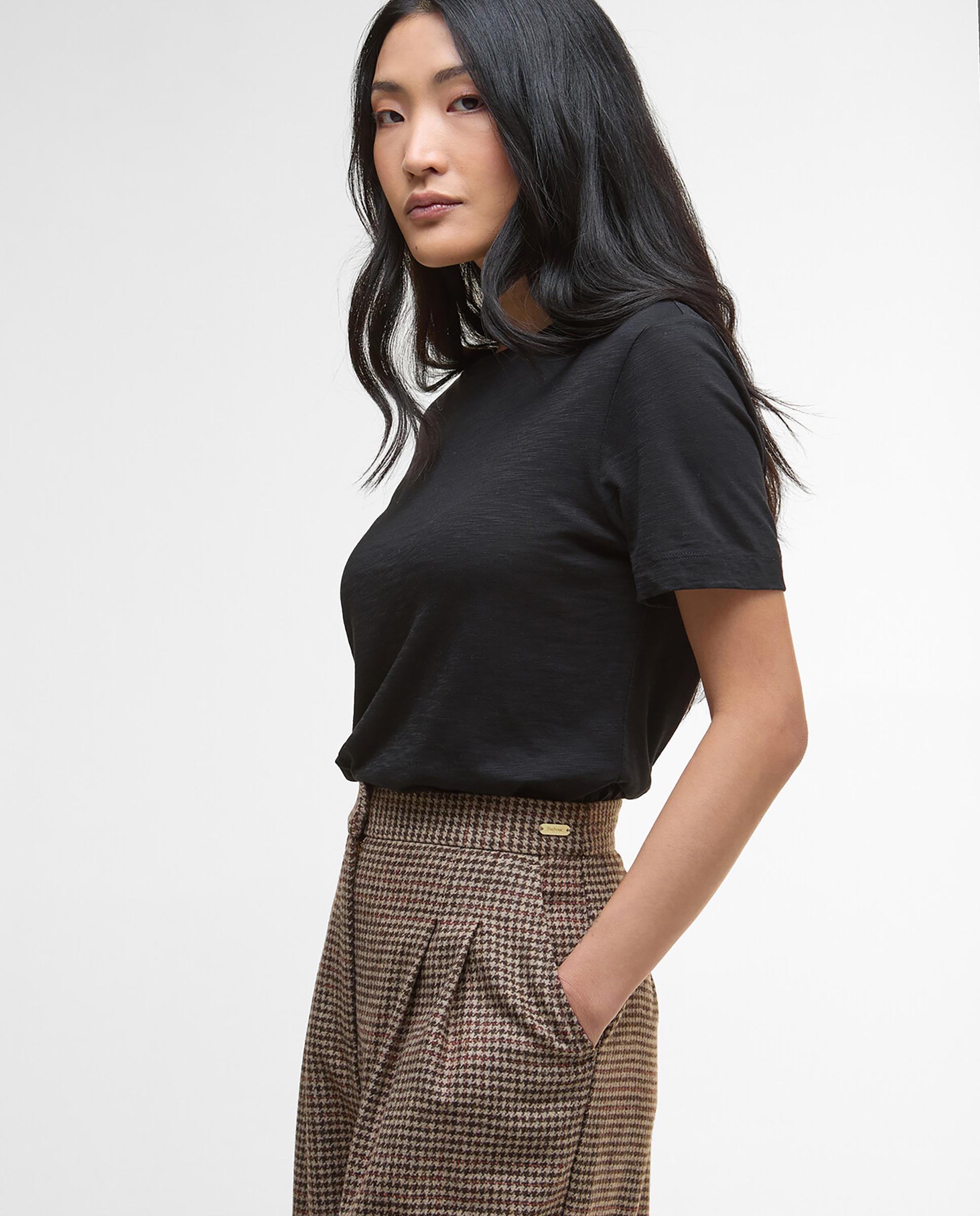 Imagen 4 de Pantalón recto de mujer con estampado y sistema de cierre con cremallera y botón oculto por tapete - Barbour - Multicolor Multicolor