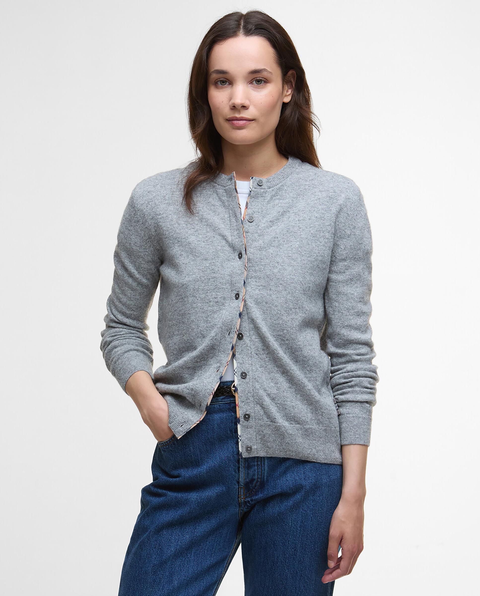 Cárdigan de mujer de punto fino y cierre de botones - Barbour - Gris Gris-1