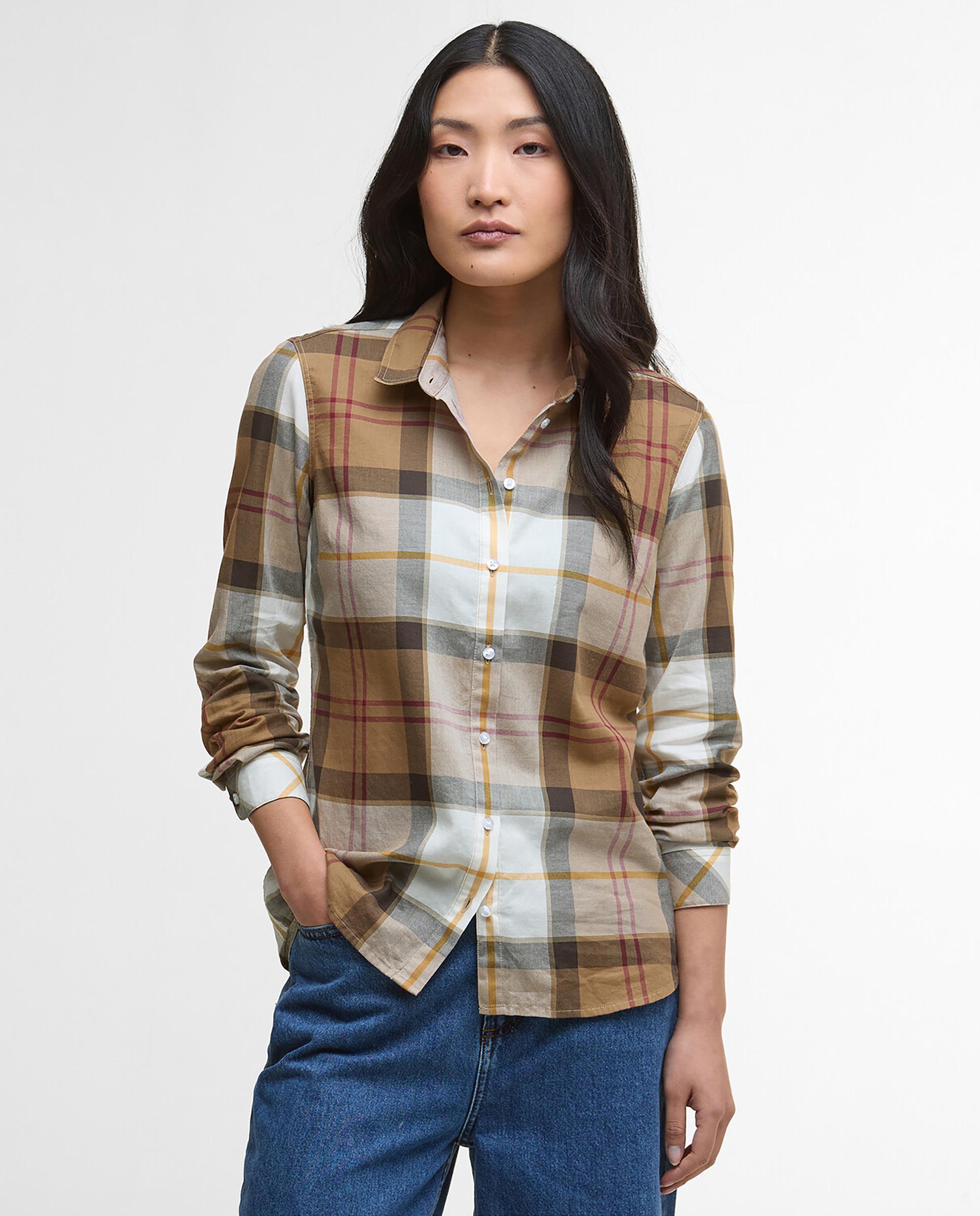 Camisa de mujer casual con estampado de cuadros - Barbour - Camel Camel-1