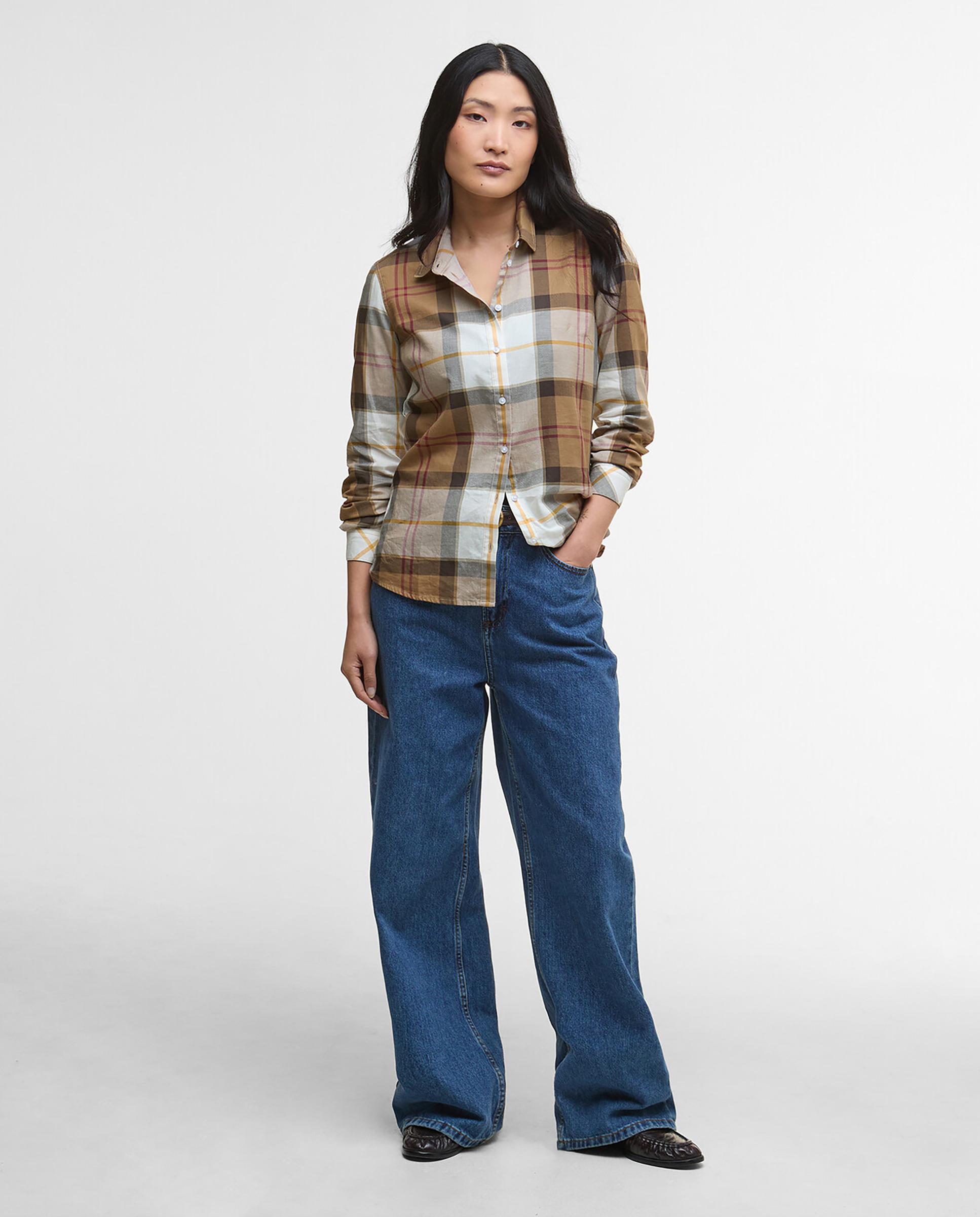 Camisa de mujer casual con estampado de cuadros - Barbour - Camel Camel-3