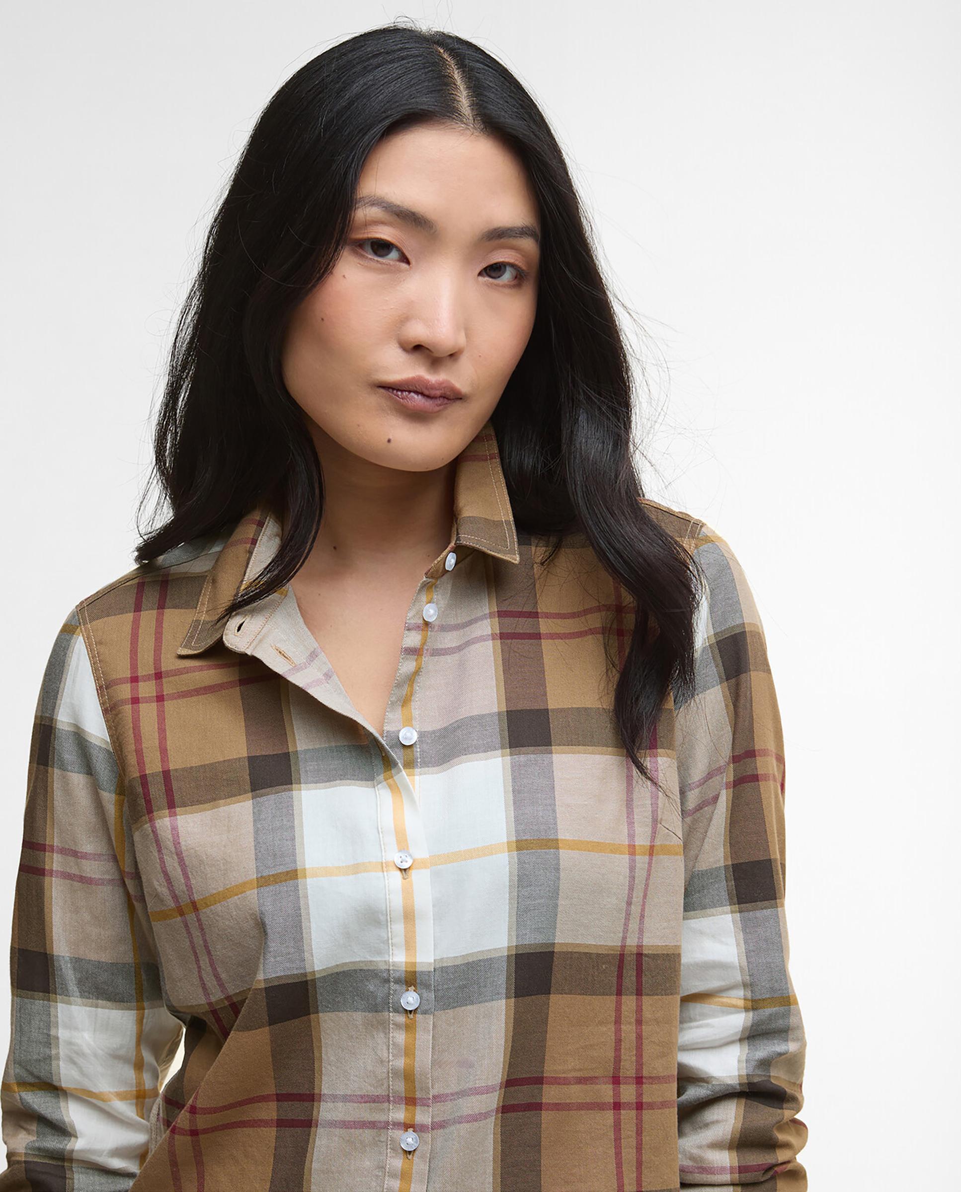 Camisa de mujer casual con estampado de cuadros - Barbour - Camel Camel-4