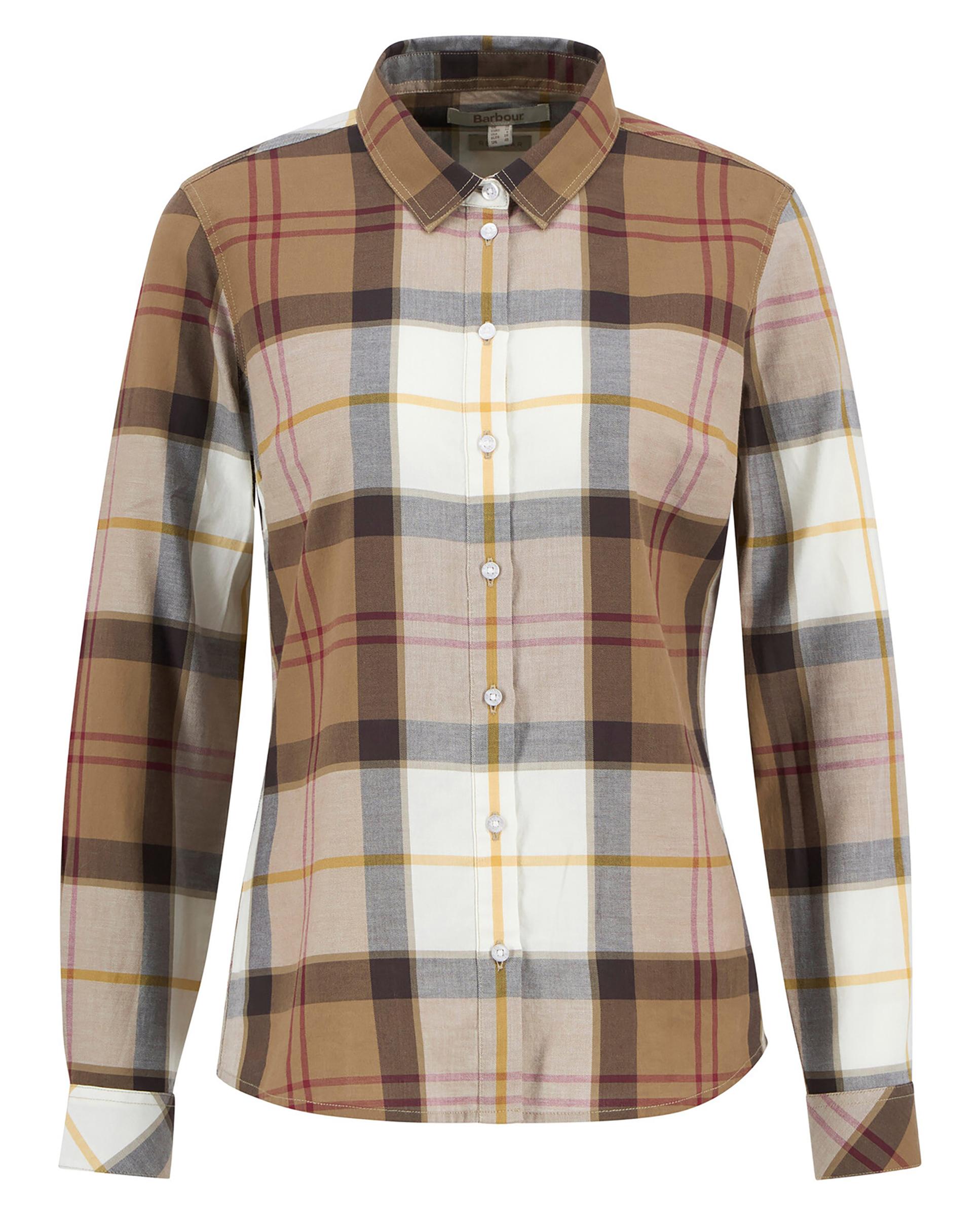 Camisa de mujer casual con estampado de cuadros - Barbour - Camel Camel-7