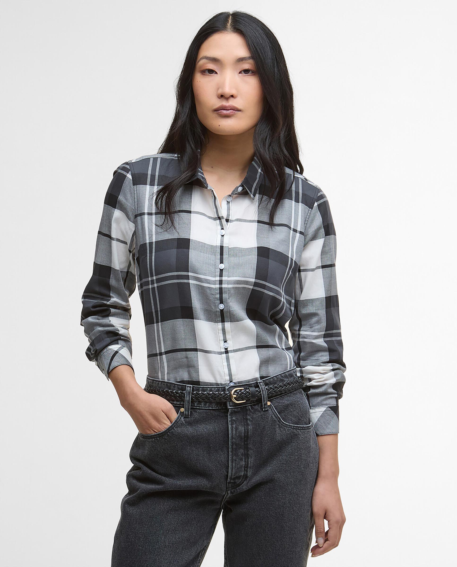 Camisa de mujer casual con estampado de cuadros - Barbour - Azul Azul-1