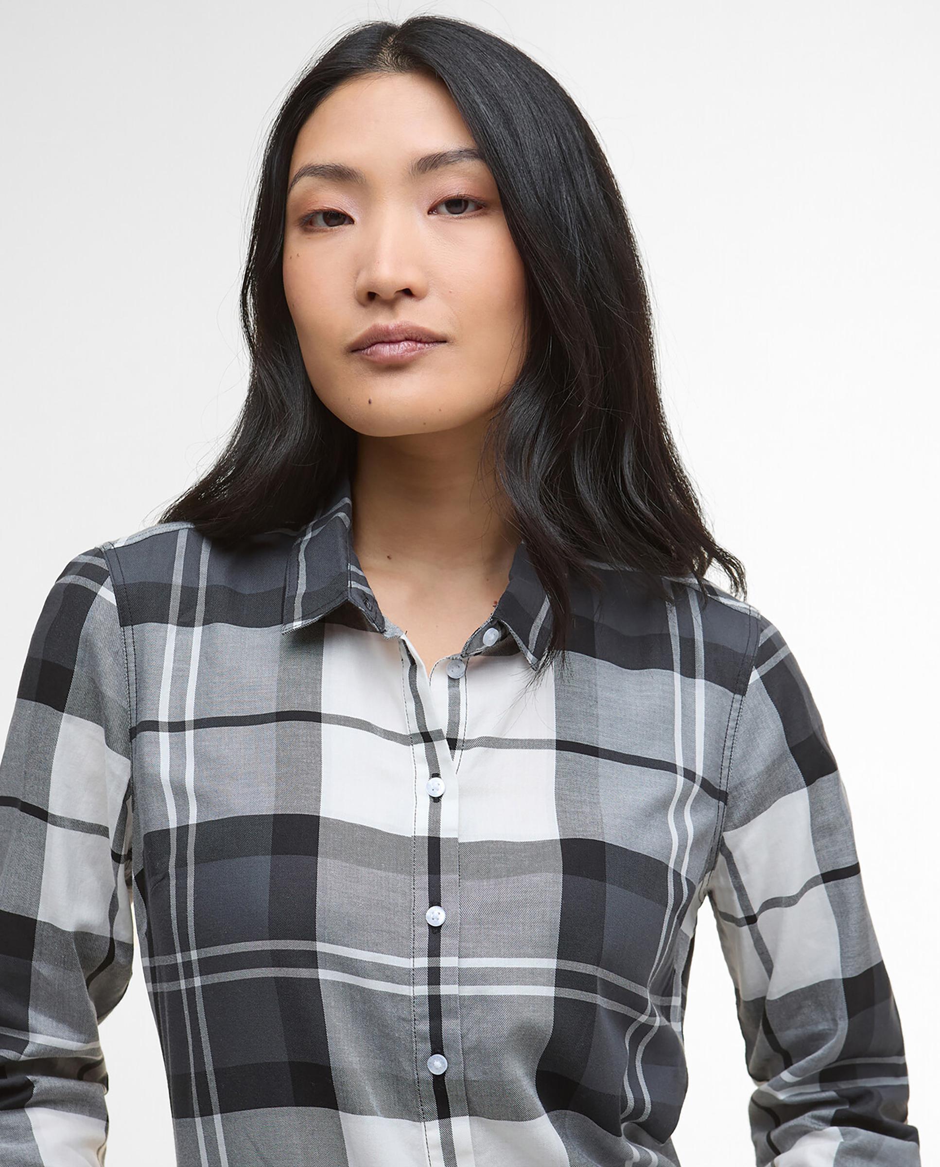 Camisa de mujer casual con estampado de cuadros - Barbour - Azul Azul-4