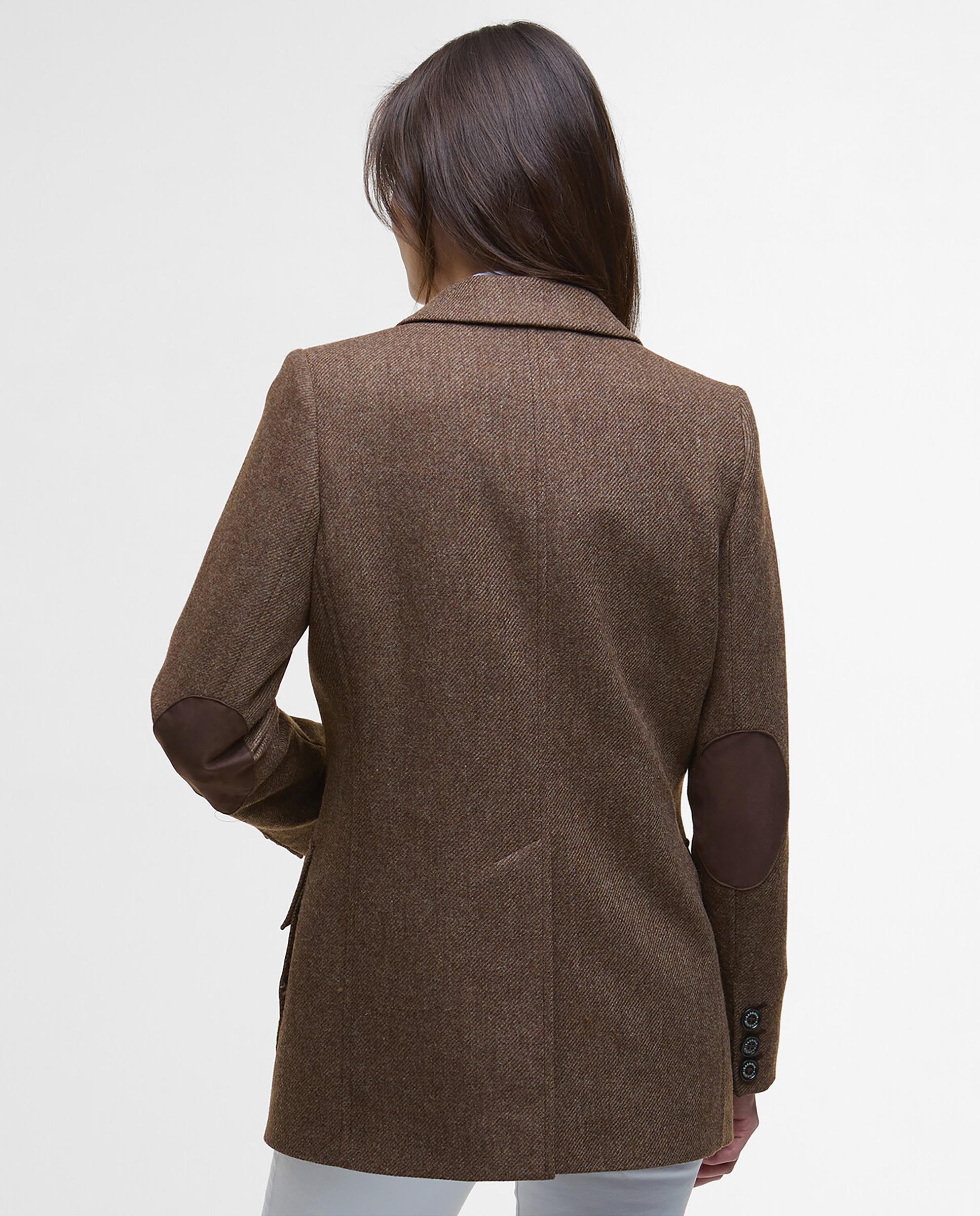Blazer de mujer con doble botonadura con cuello de solapa y bolsillos frontales tipo parche con solapa de cierre - Barbour - Marrón Marrón-2