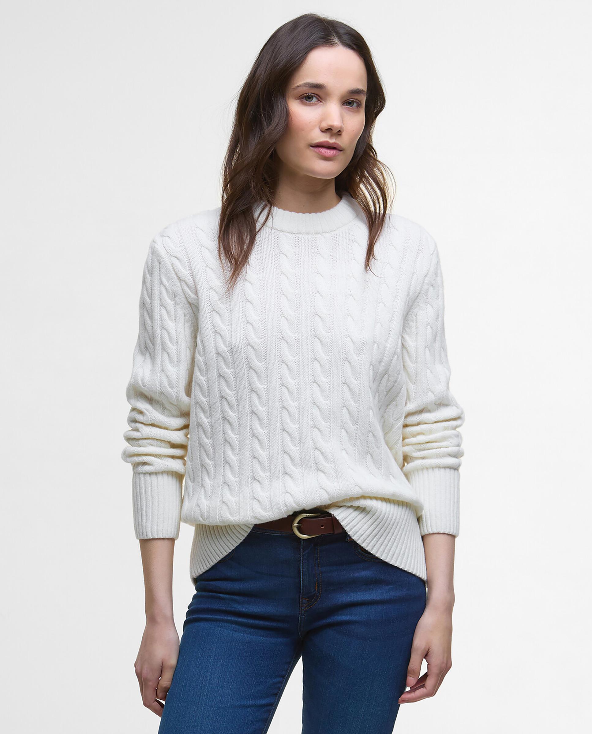Barbour - Jersey de mujer de punto grueso con corte ligeramente amplio y cuello acanalado con diseño de espiga.