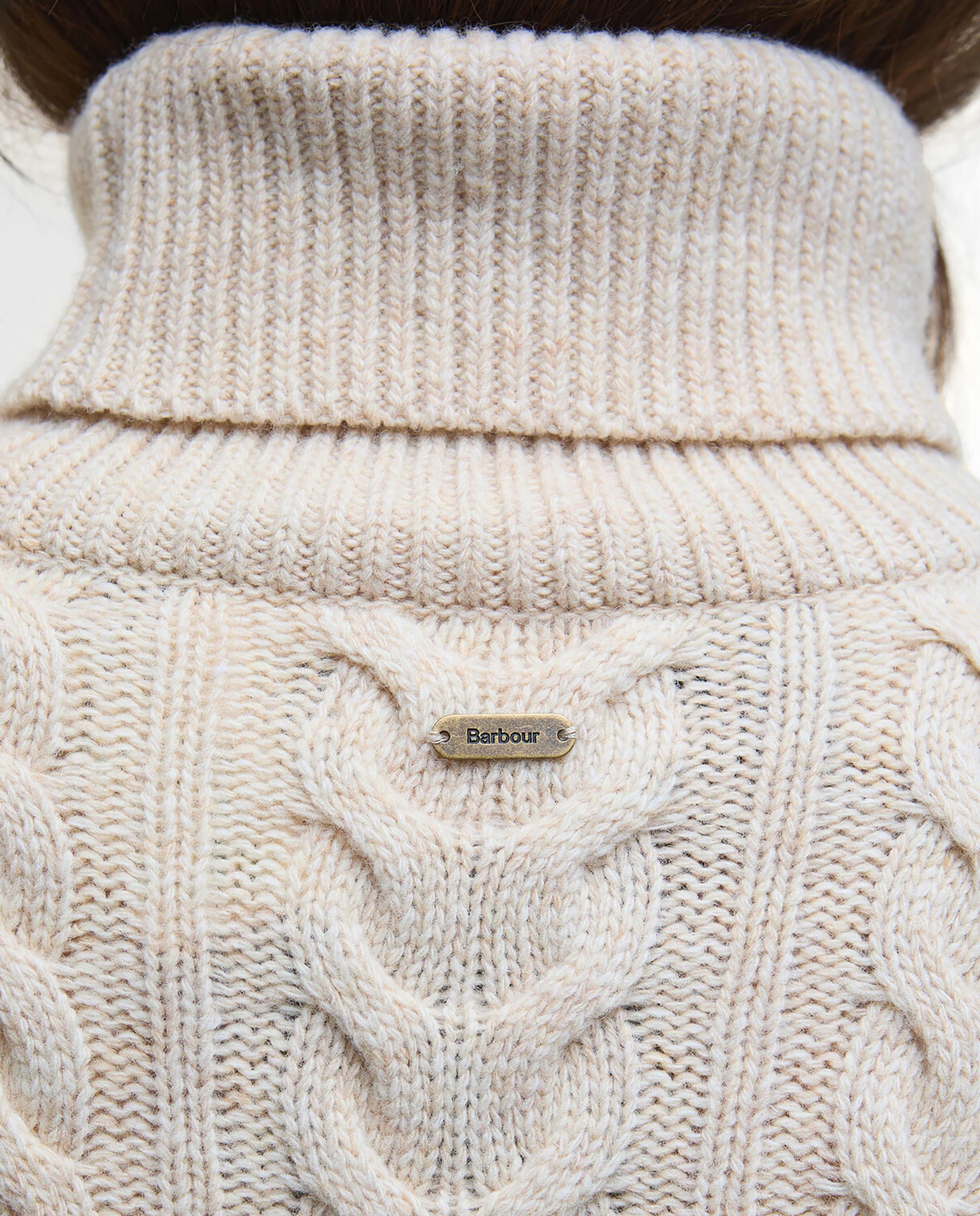 Jersey de mujer de punto grueso con corte ligeramente amplio y cuello acanalado con diseño de espiga - Barbour - Beige Beige-6
