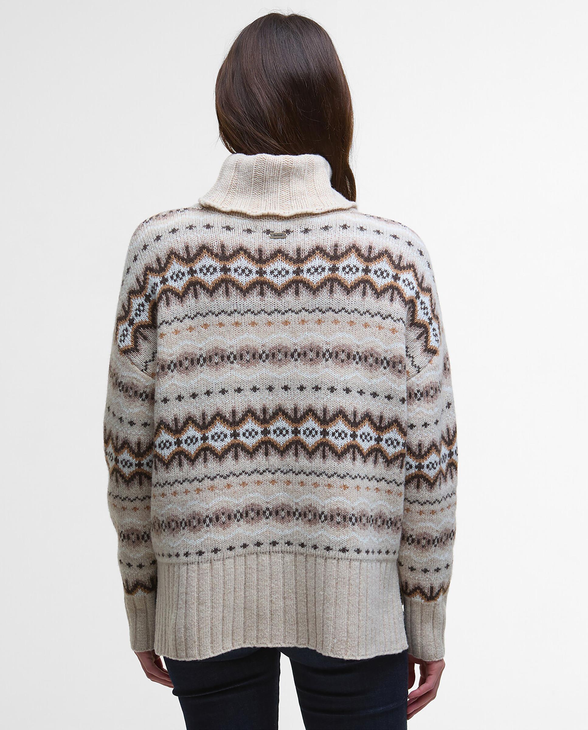 Jersey de mujer de punto grueso con cuello alto acanalado y acabados en canalé en puños y bajo - Barbour - Multicolor Multicolor-2