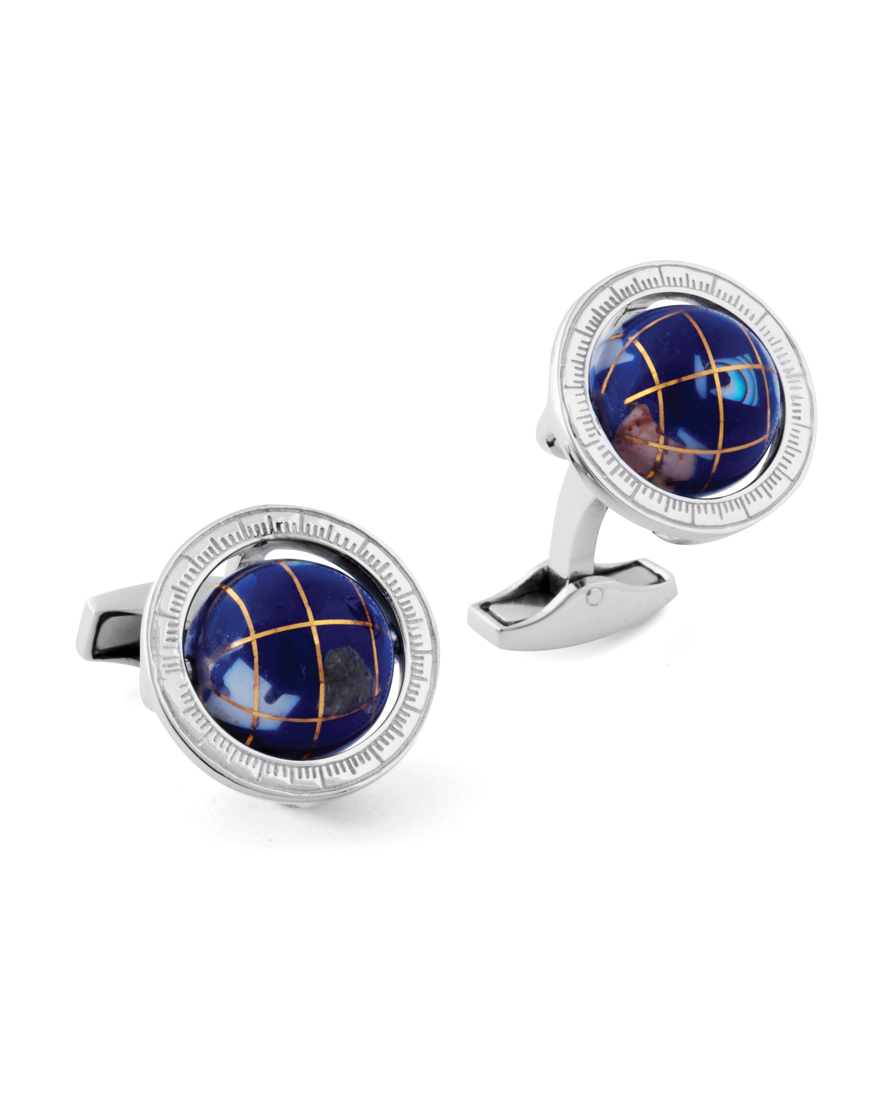 Imagen 0 de Gemelos Globe plata de ley con lapislázuli Azul