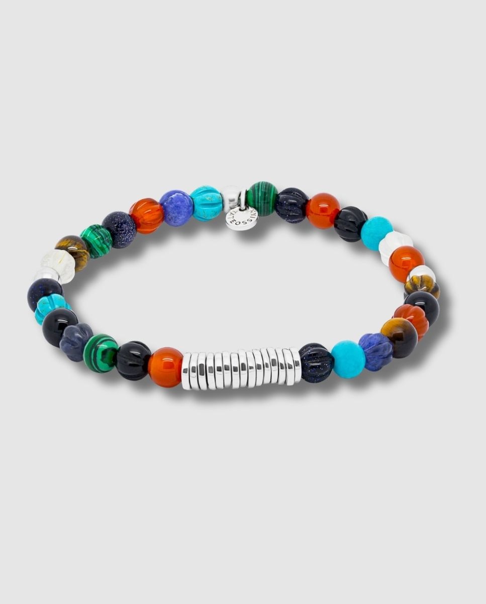 Imagen 0 de Pulsera de hombre classic discs plata rodiada piedras multicolor Multicolor