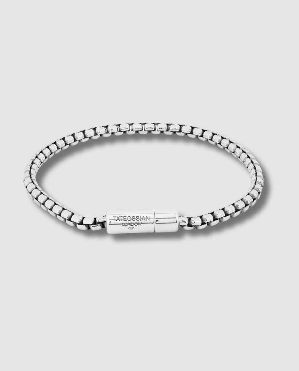 Imagen 1 de Pulsera de hombre pop box 4mm plata rodiada cadena caja Plateado