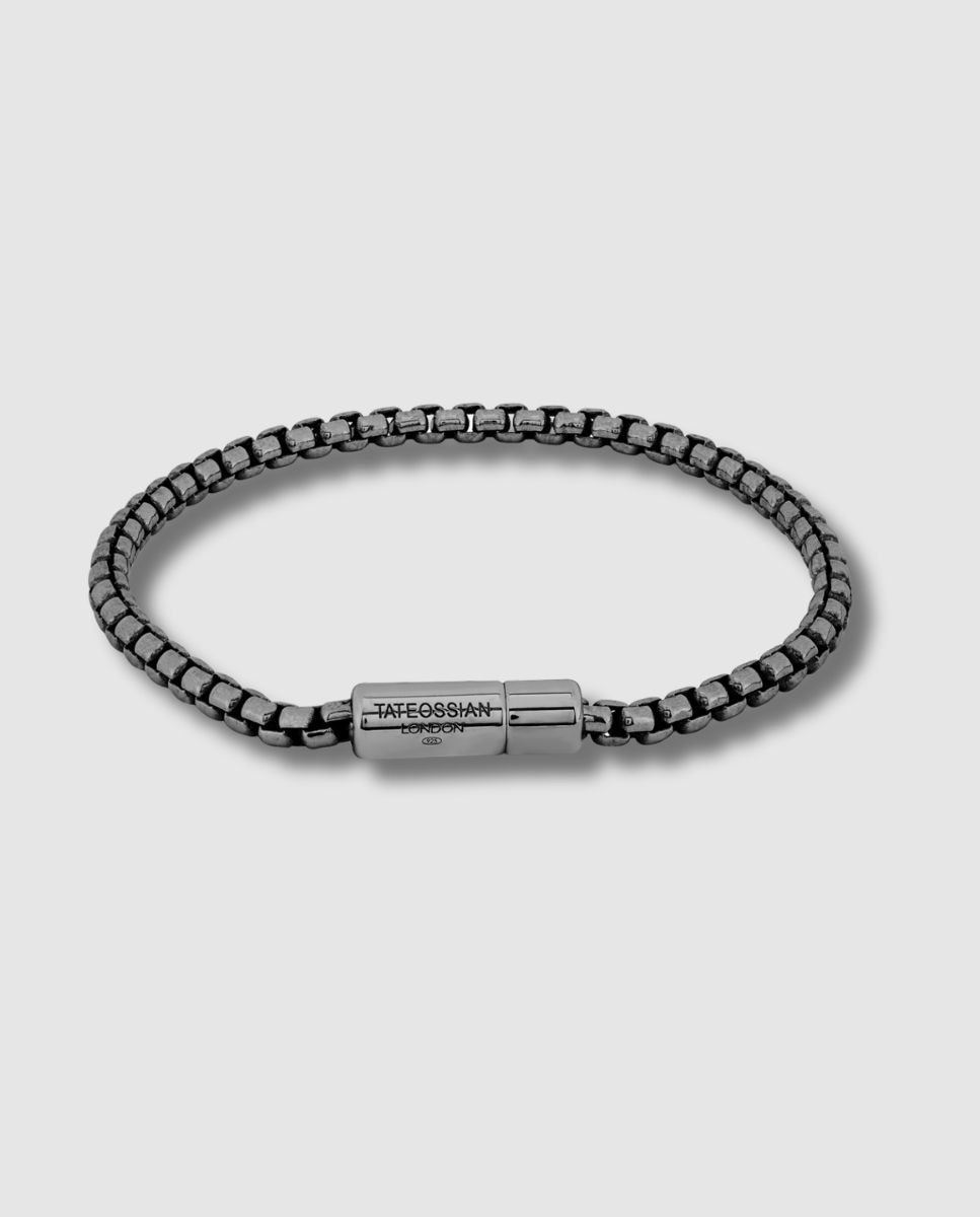 Imagen 1 de Pulsera de hombre pop box 4mm rodio negro cadena caja Negro