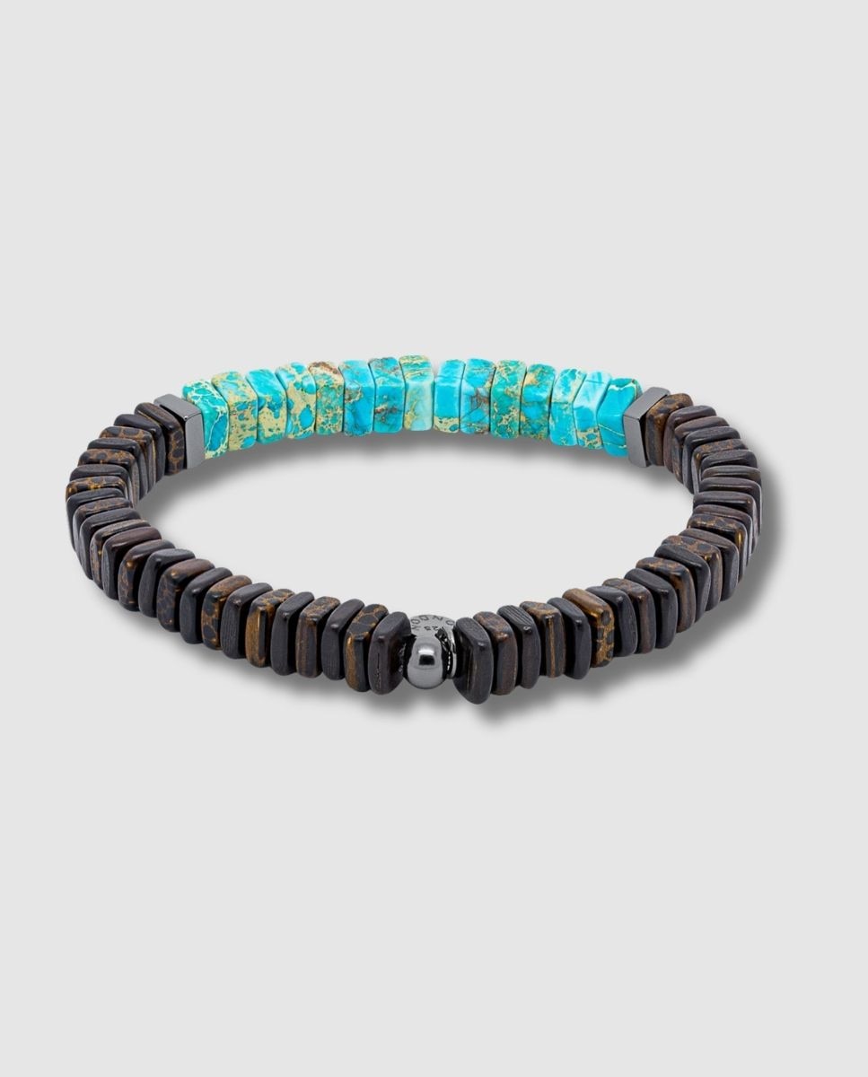 Pulsera de hombre legno rodio negro jaspe tallado - Tateossian - Marrón Marrón-2