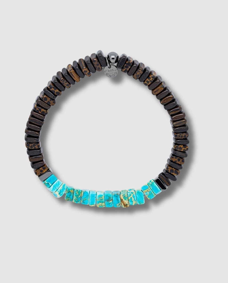 Pulsera de hombre legno rodio negro jaspe tallado - Tateossian - Marrón Marrón-3