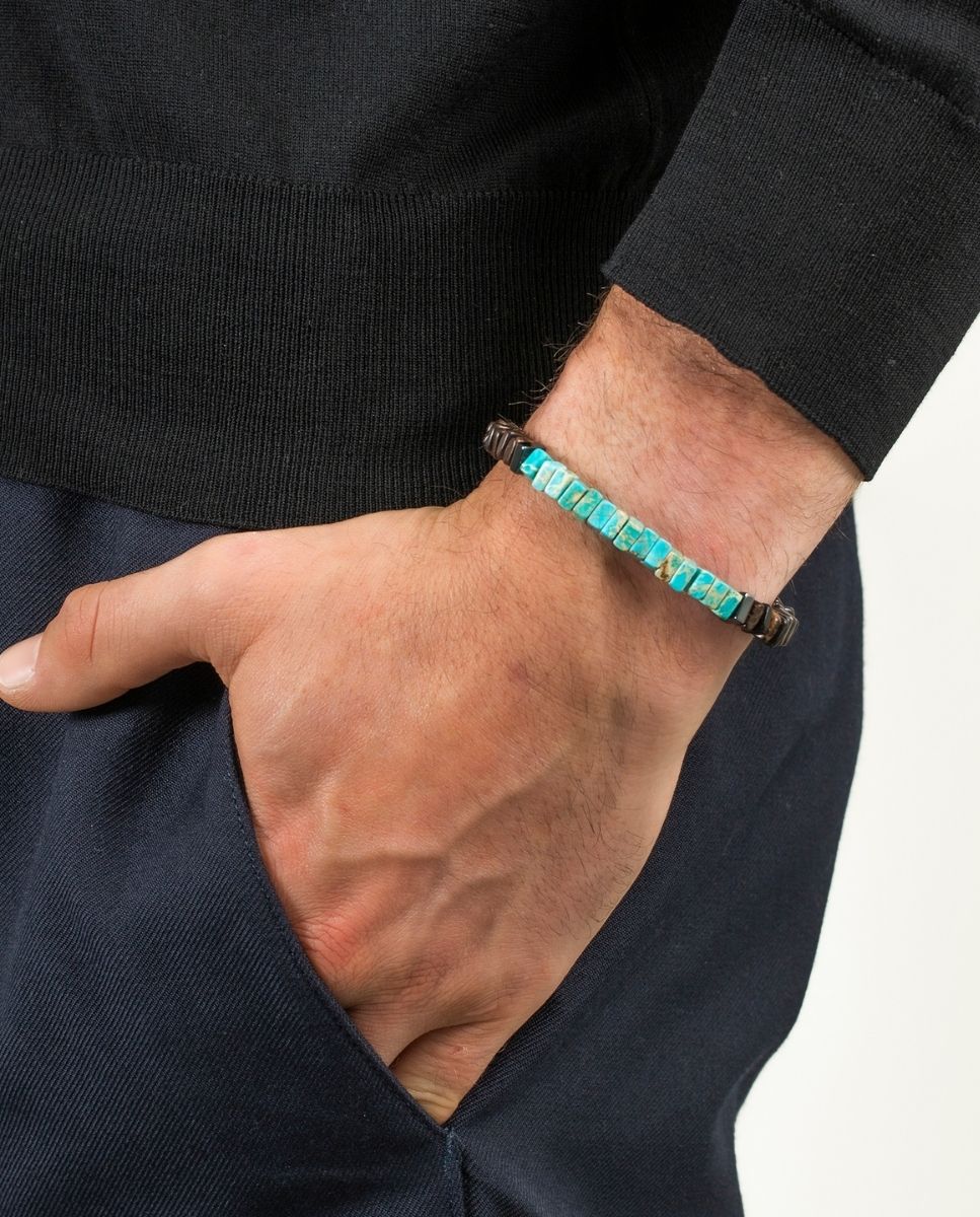 Pulsera de hombre legno rodio negro jaspe tallado - Tateossian - Marrón Marrón-4