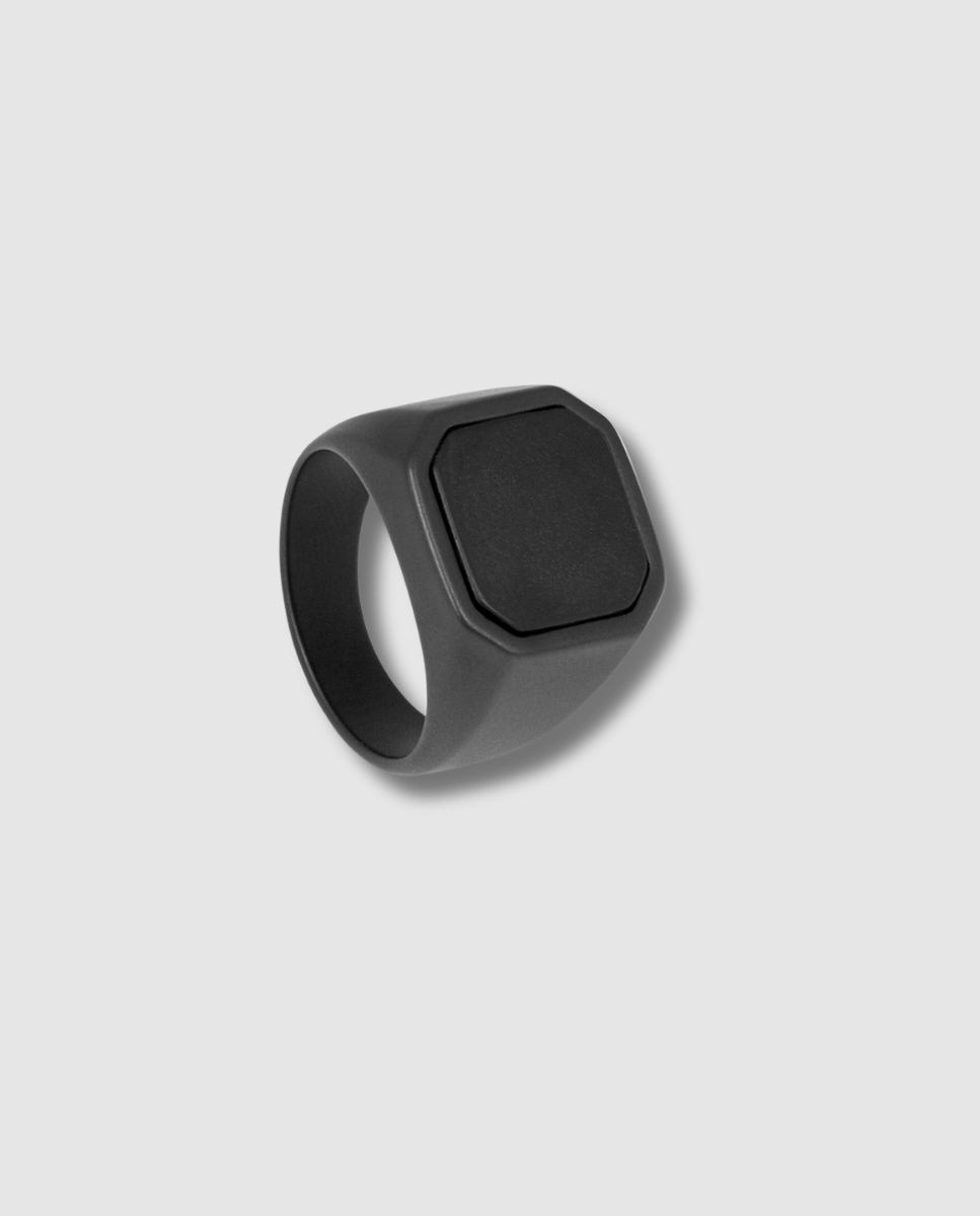 Imagen 1 de Anillo de hombre rt signet octo cerámica negra lapislázuli Azul