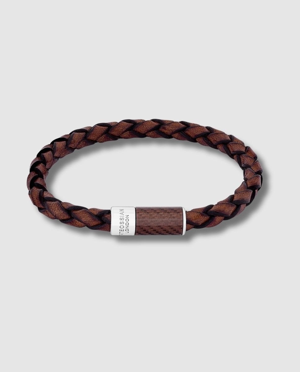 Imagen 1 de Pulsera de hombre carbon pop cuero marrón fibra de carbono Marrón