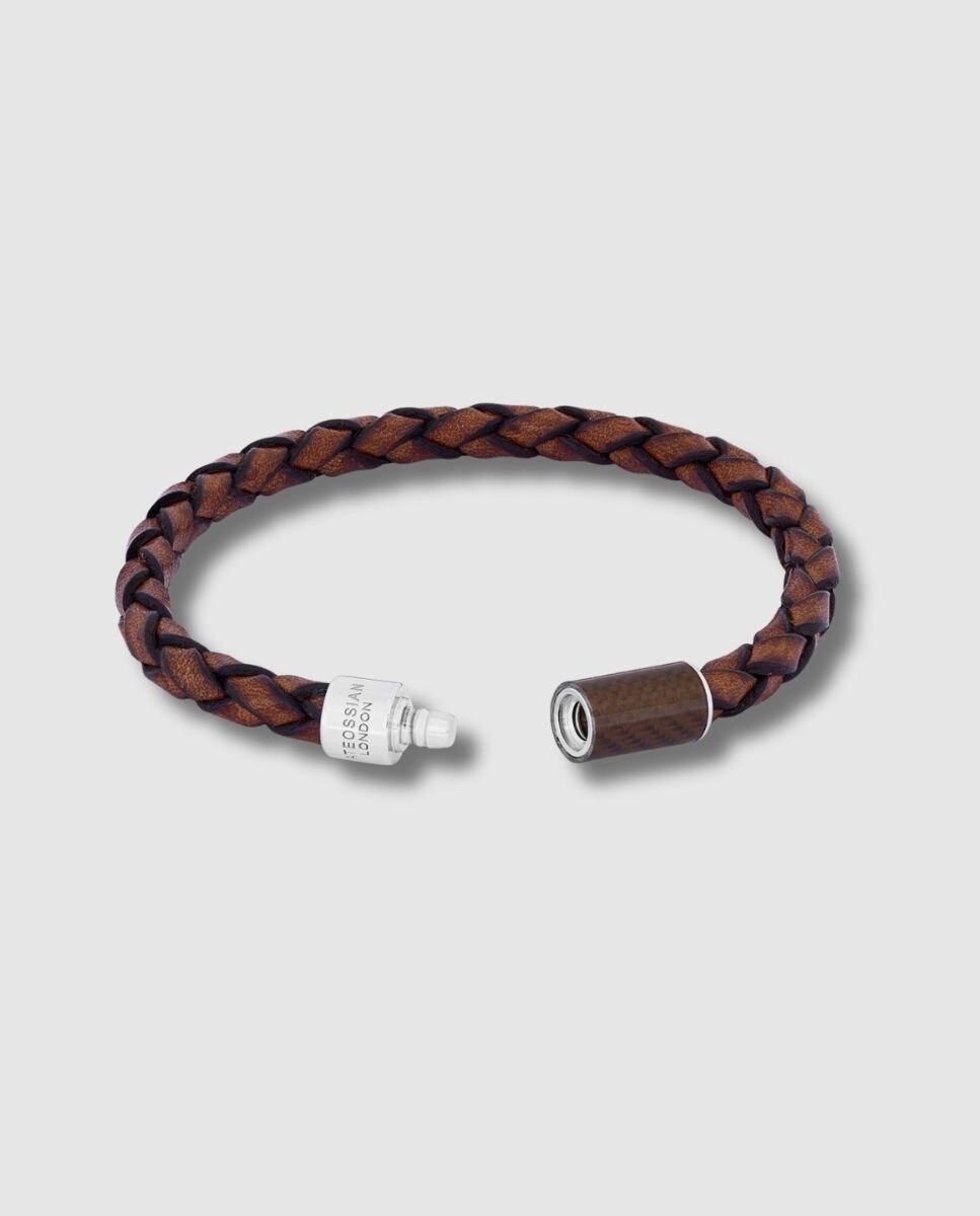 Imagen 2 de Pulsera de hombre carbon pop cuero marrón fibra de carbono - Tateossian - Marrón Marrón