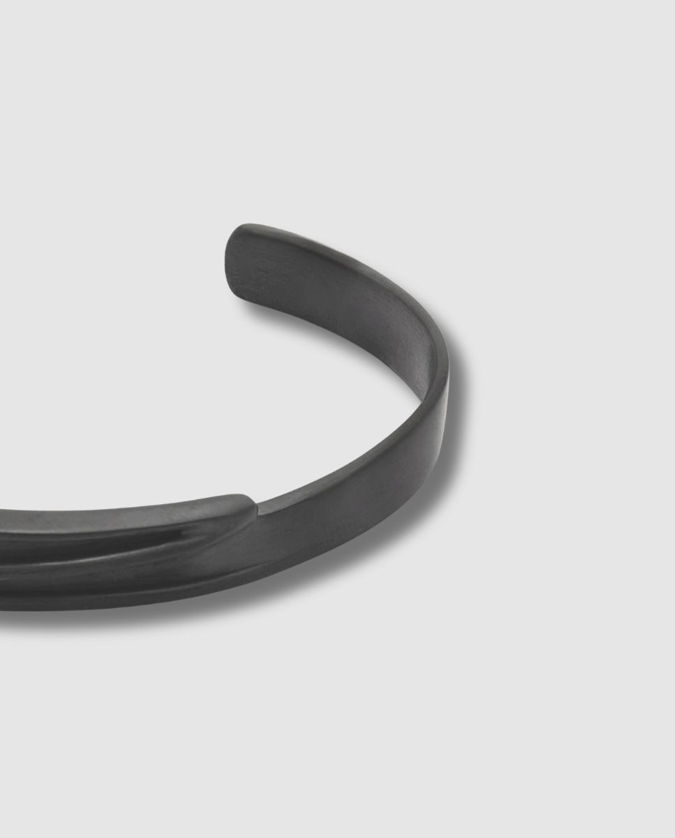 Pulsera rígida de hombre tyne acero ip - Tateossian - Negro Negro-2