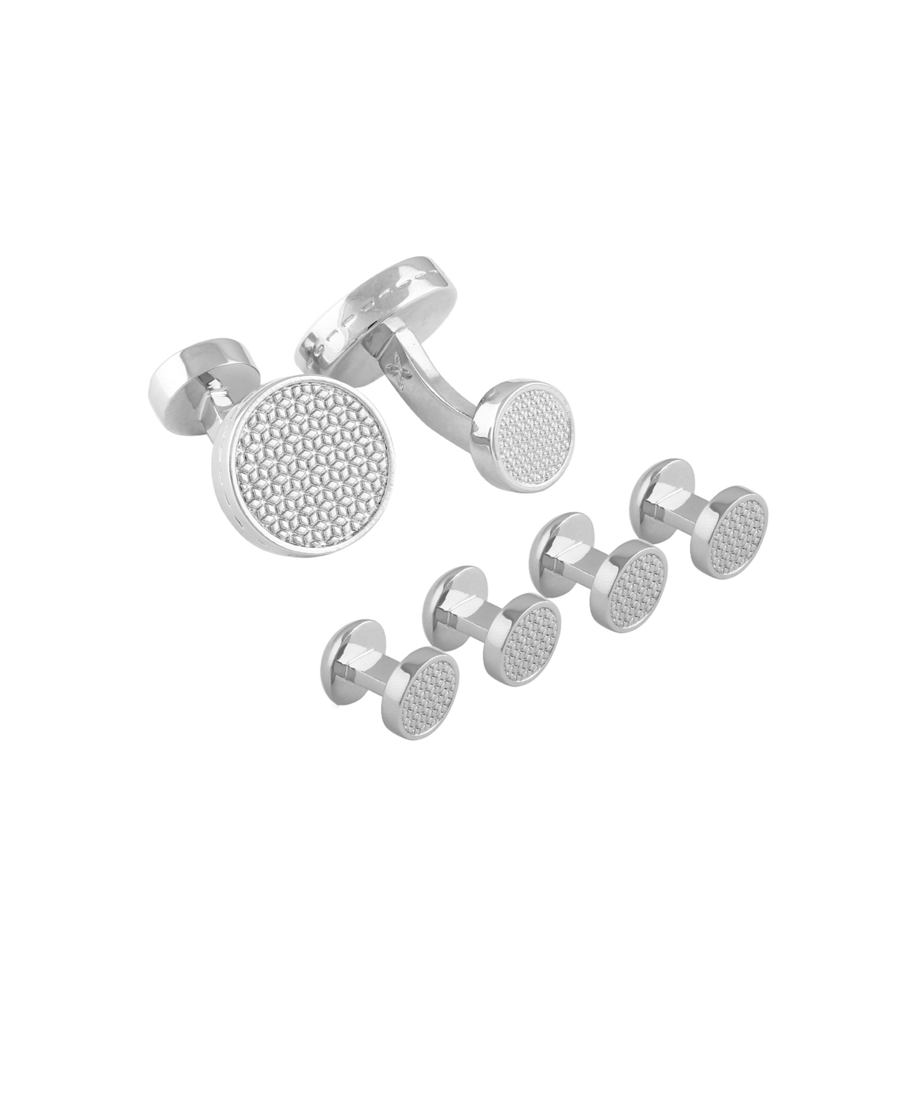Gemelos con tachuelas Thompson Graphic - Plata Plata-2