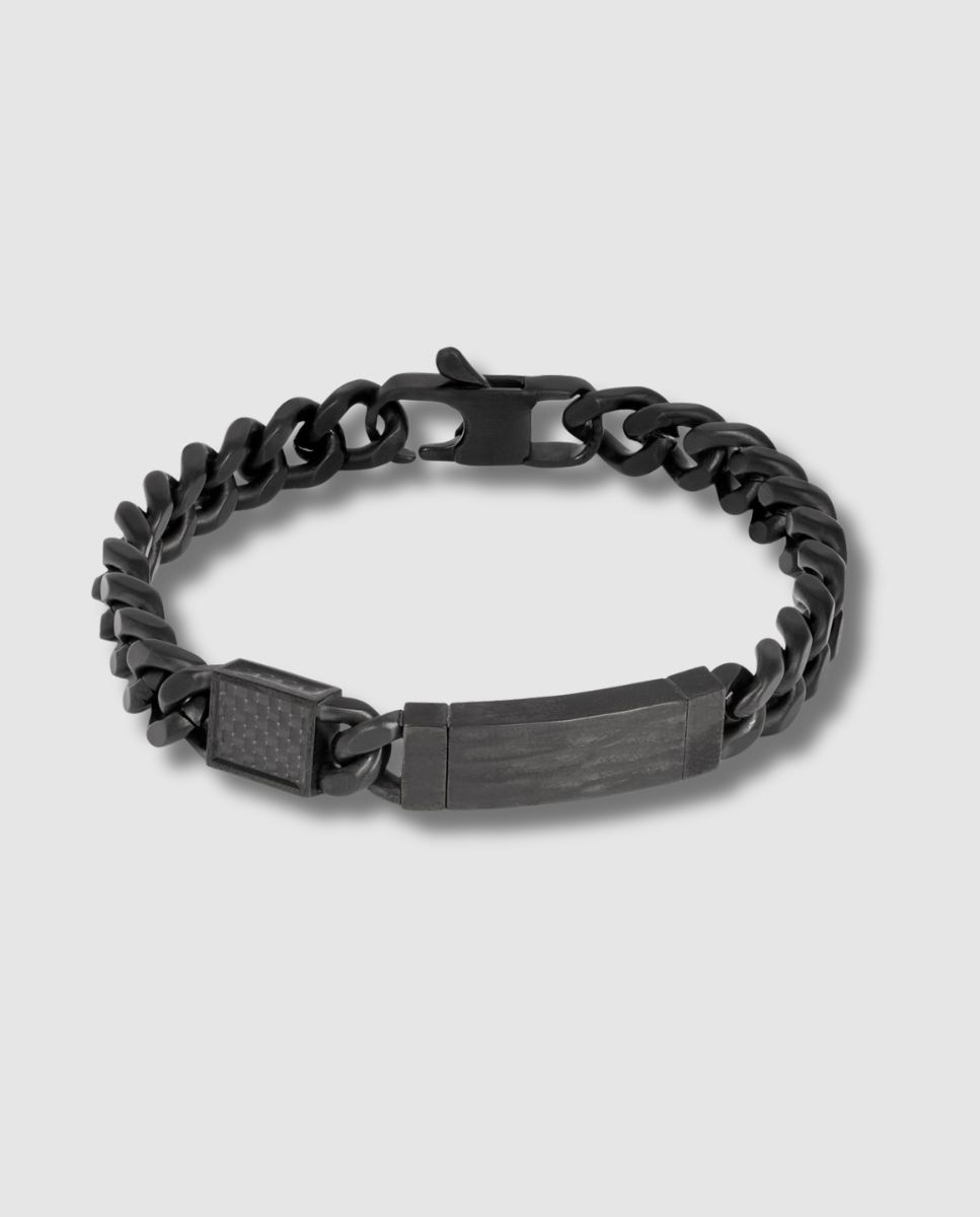 Imagen 0 de Pulsera de hombre catena carbon acero ip negro fibra de carbono Negro