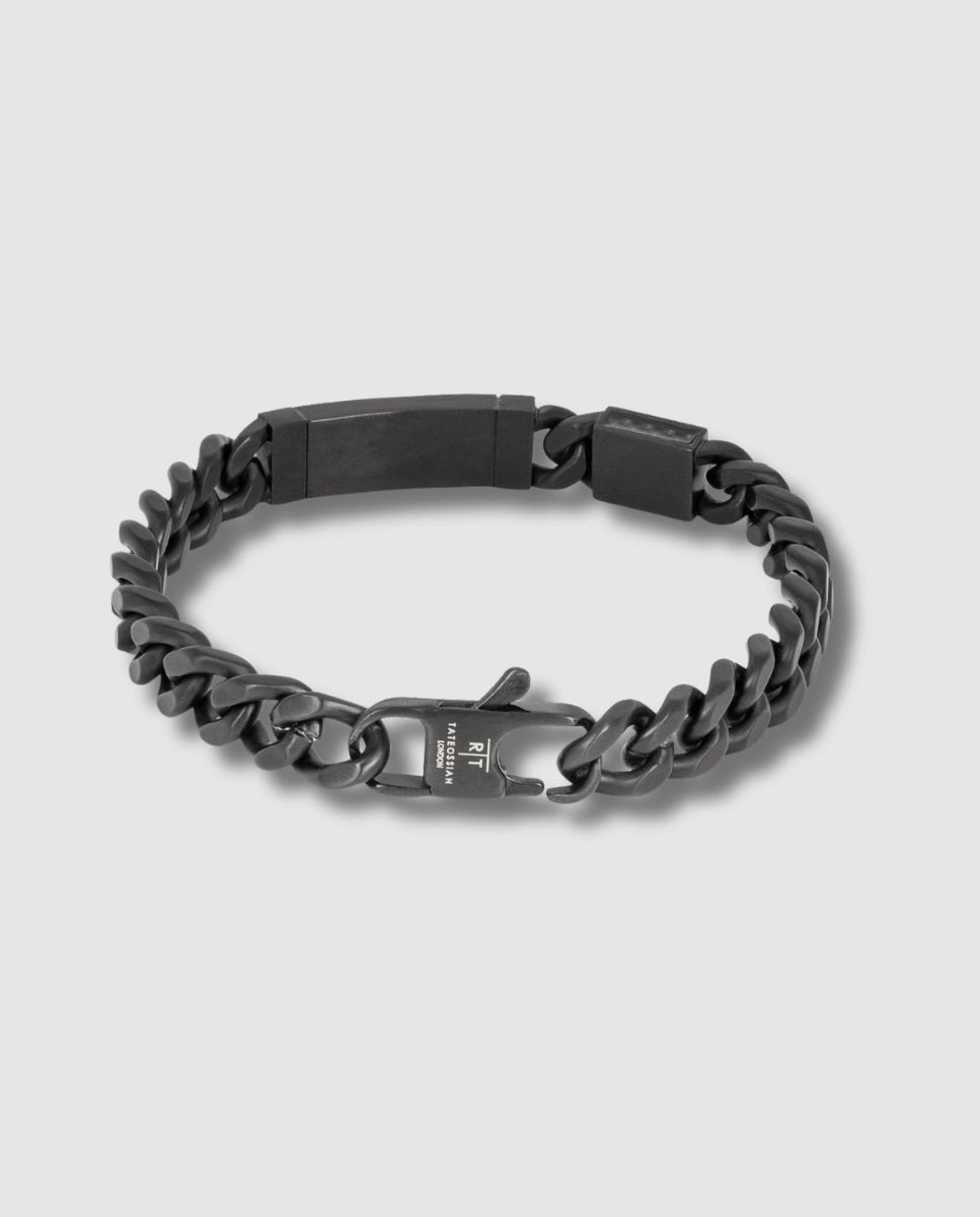 Pulsera de hombre catena carbon acero ip fibra de carbono - Tateossian - Negro Negro-2