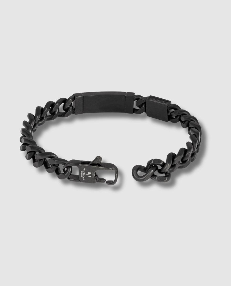 Pulsera de hombre catena carbon acero ip fibra de carbono - Tateossian - Negro Negro-3