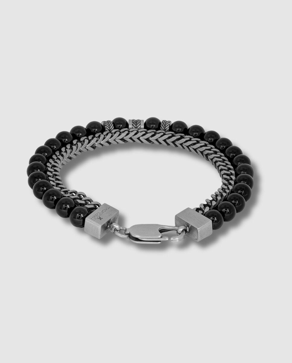 Pulsera de hombre th hermano acero ip ágata negra - Thompson - Negro Negro-2