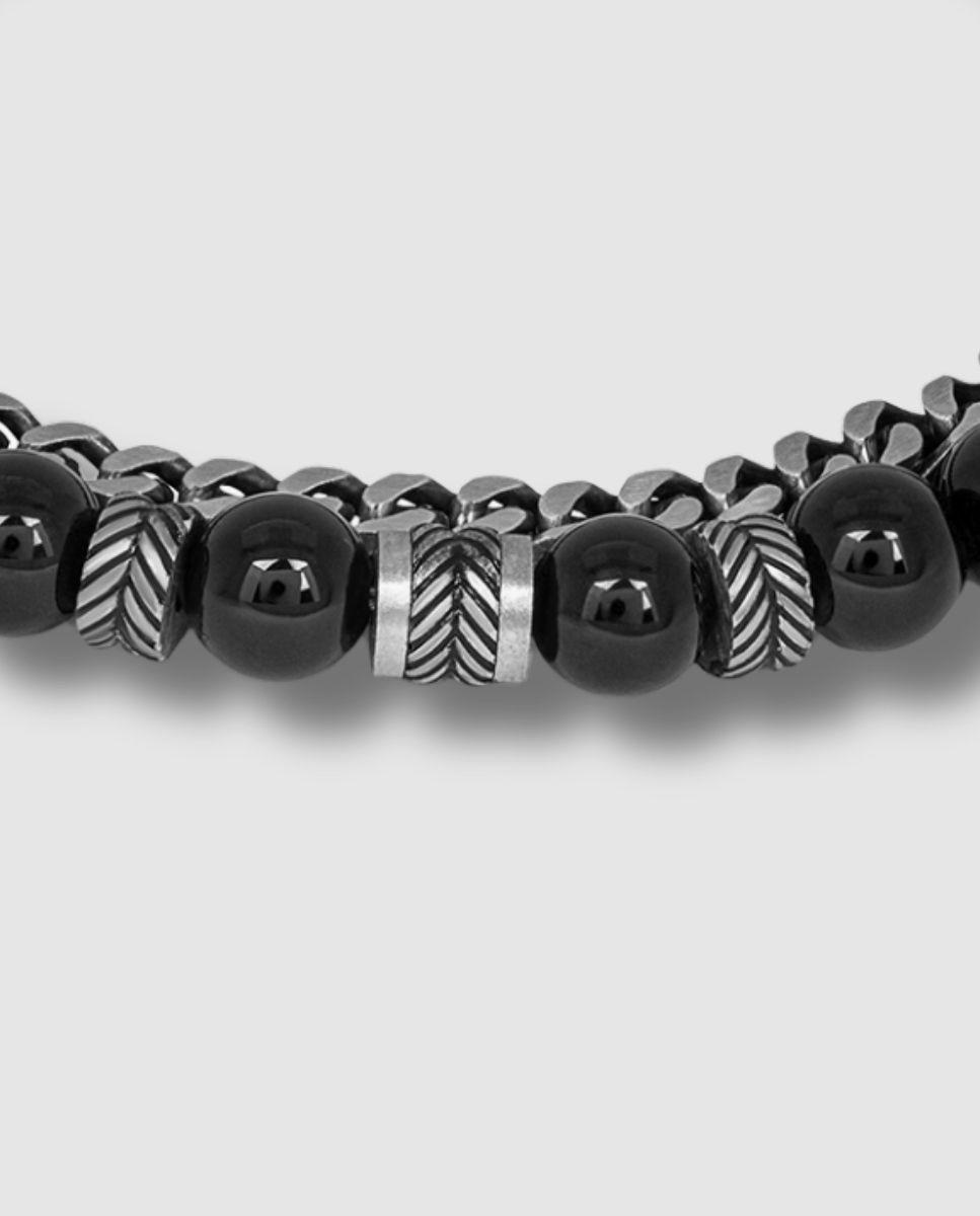 Pulsera de hombre th hermano acero ip ágata negra - Thompson - Negro Negro-3