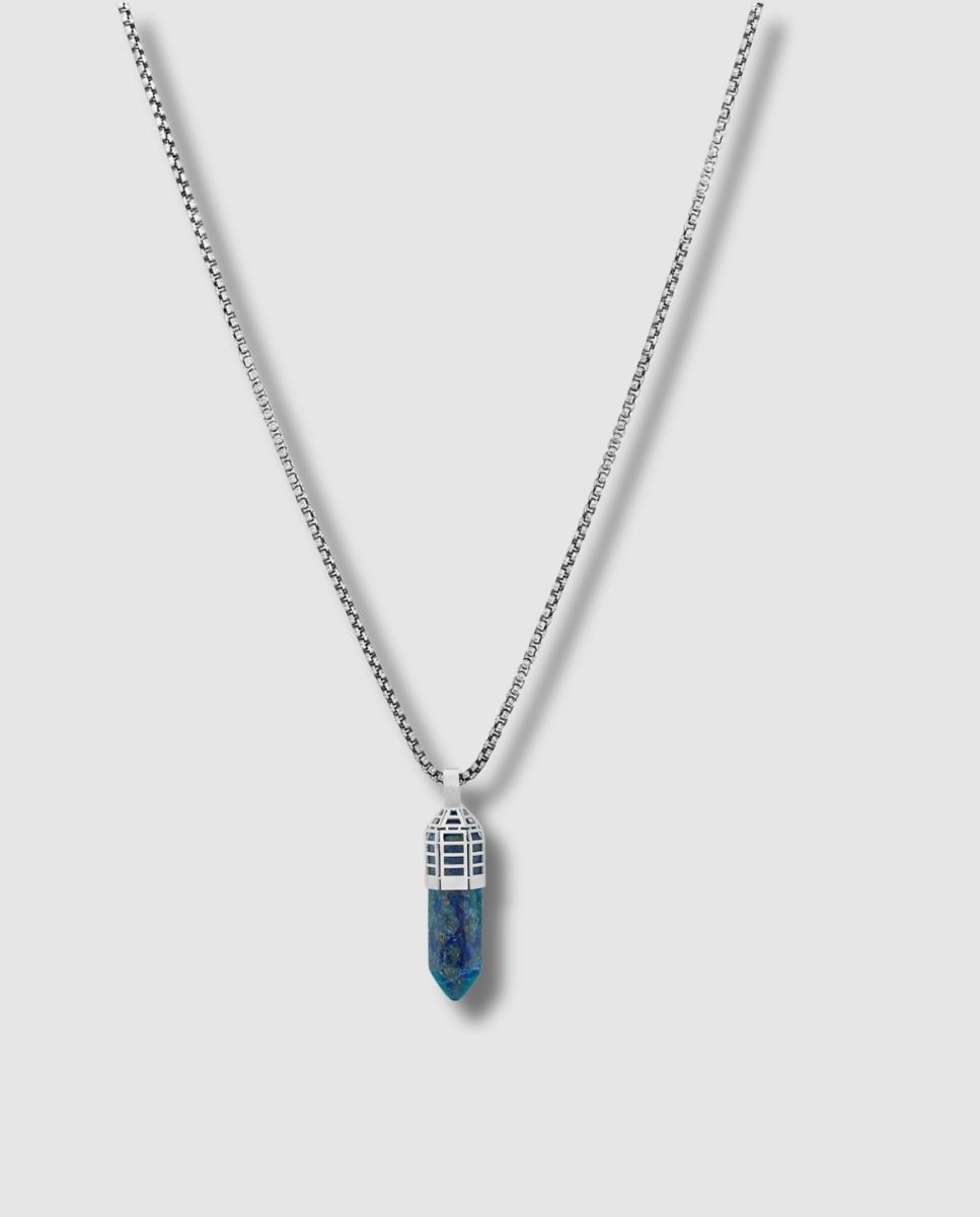 Imagen 0 de Collar de hombre dopamine drop acero inoxidable lapislázuli Azul