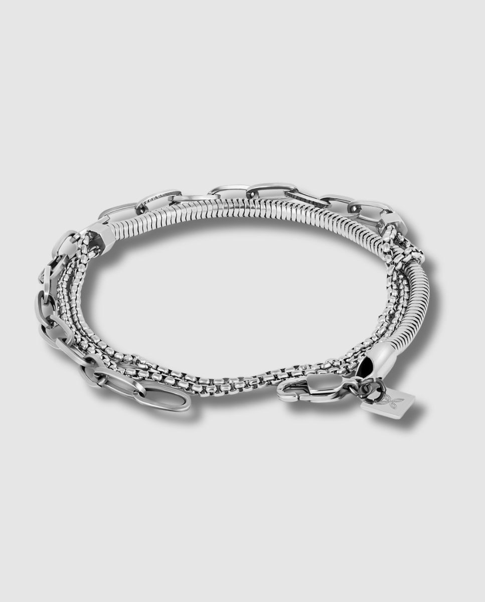 Pulsera de hombre th catena serpiente acero inoxidable cadena doble - Thompson - Acero brillo Acero brillo-2