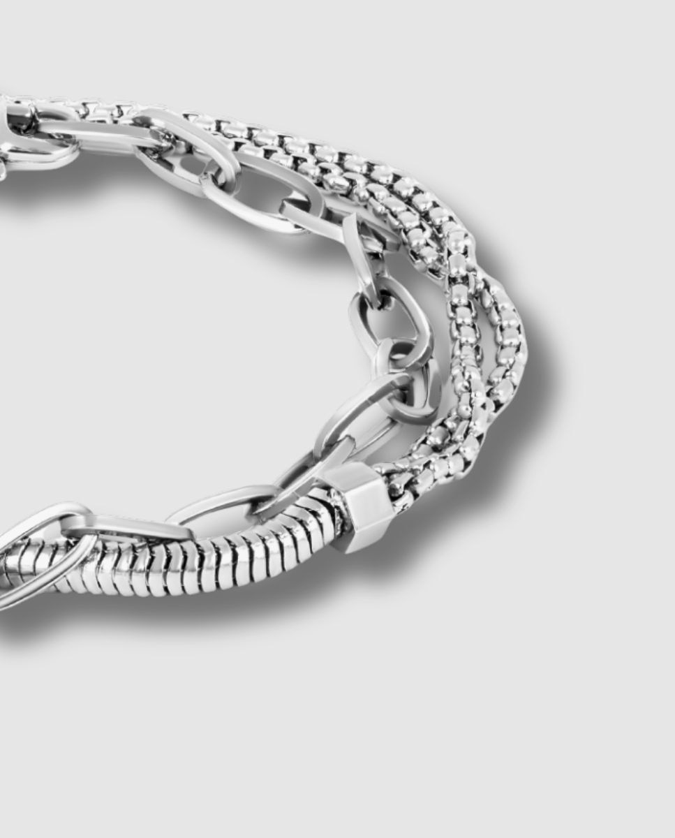 Pulsera de hombre th catena serpiente acero inoxidable cadena doble - Thompson - Acero brillo Acero brillo-3