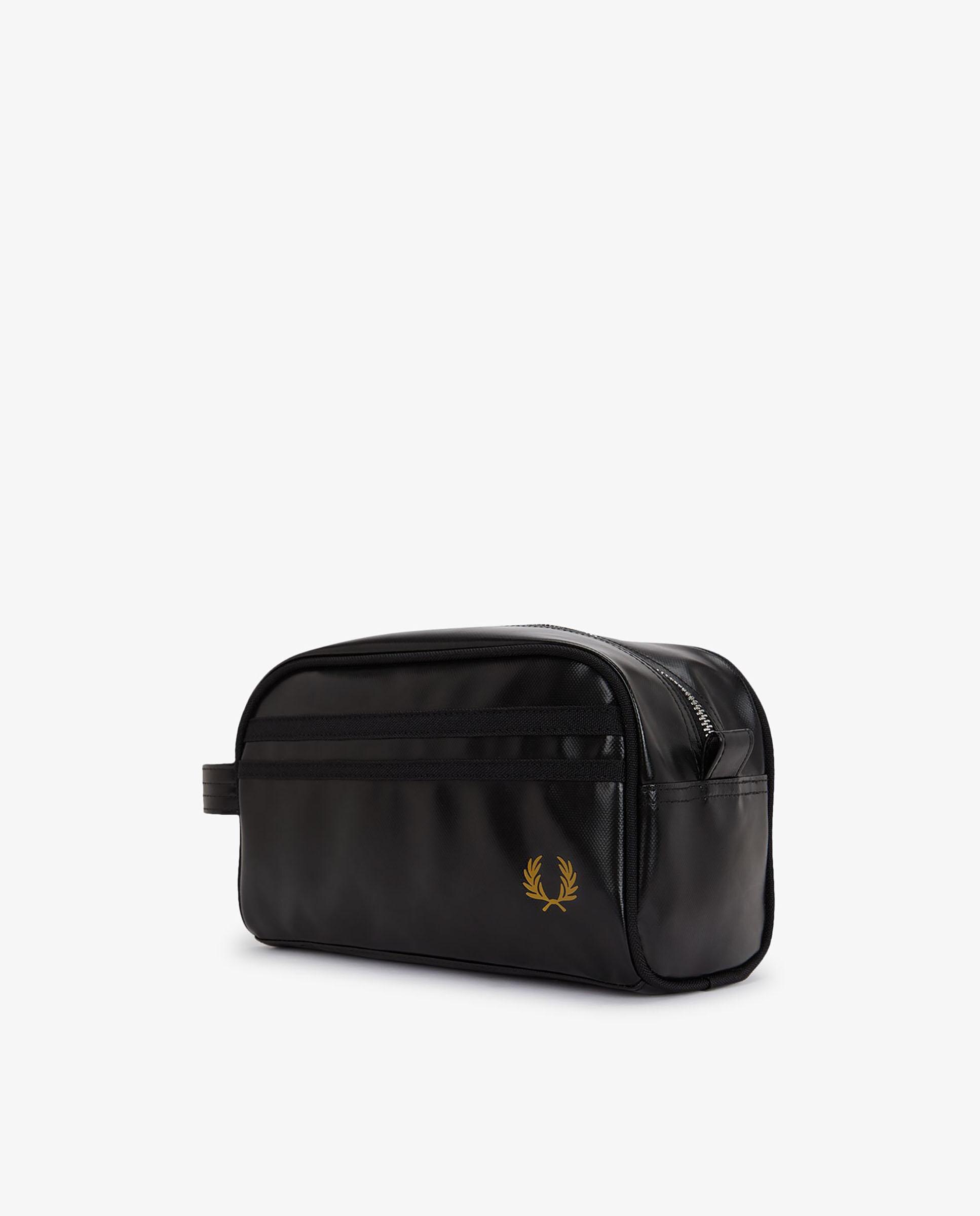 Neceser de hombre de poliéster revestido con asa de mano - Fred Perry - Negro Negro-4