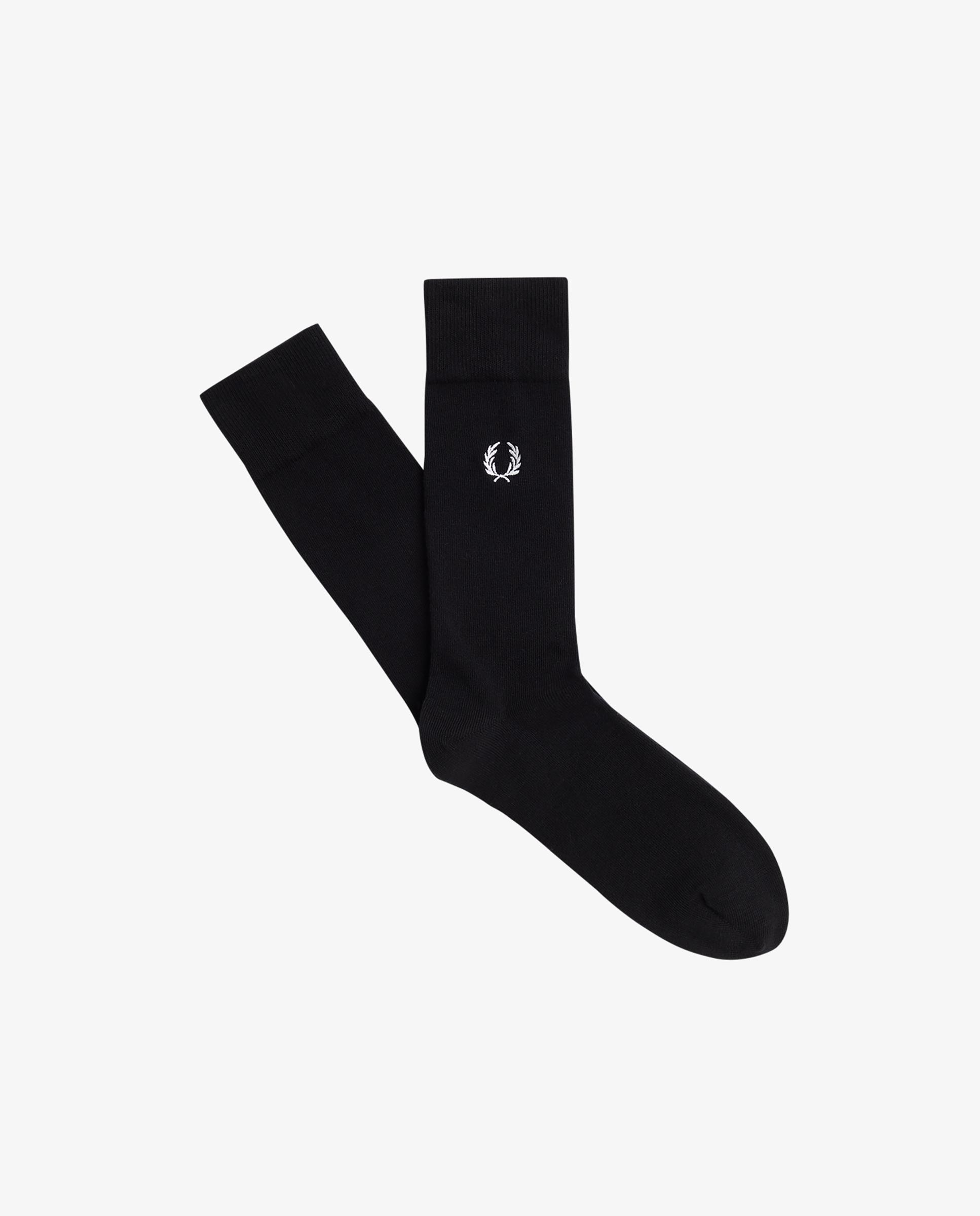 Calcetines altos de hombre lisos con logotipo a contraste - Fred Perry - Negro Negro-1