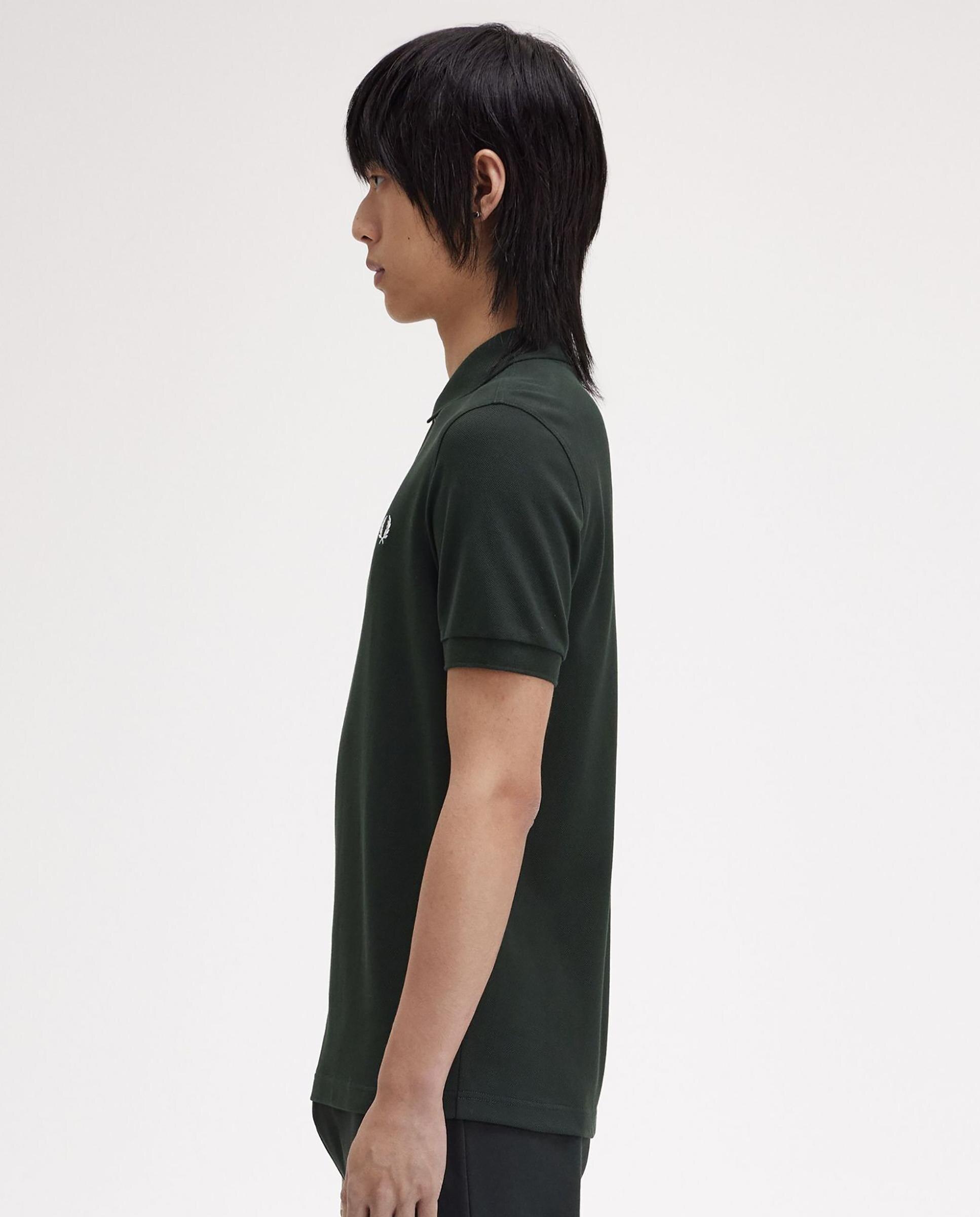 Polo de hombre liso de manga corta en piqué de algodón - Fred Perry - Verde oscuro Verde oscuro-2