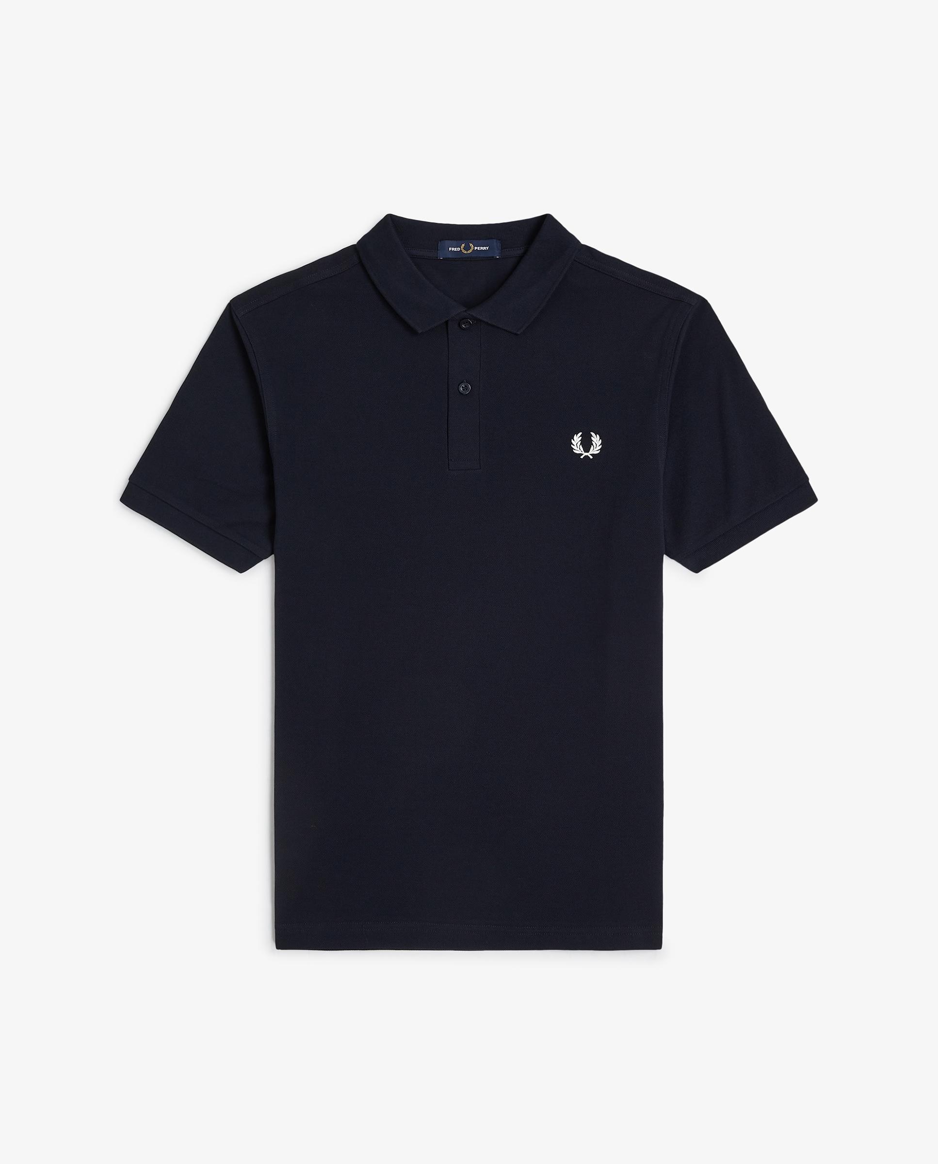 Polo de hombre liso de manga corta en piqué de algodón - Fred Perry - Negro / Blanco Negro / Blanco-5