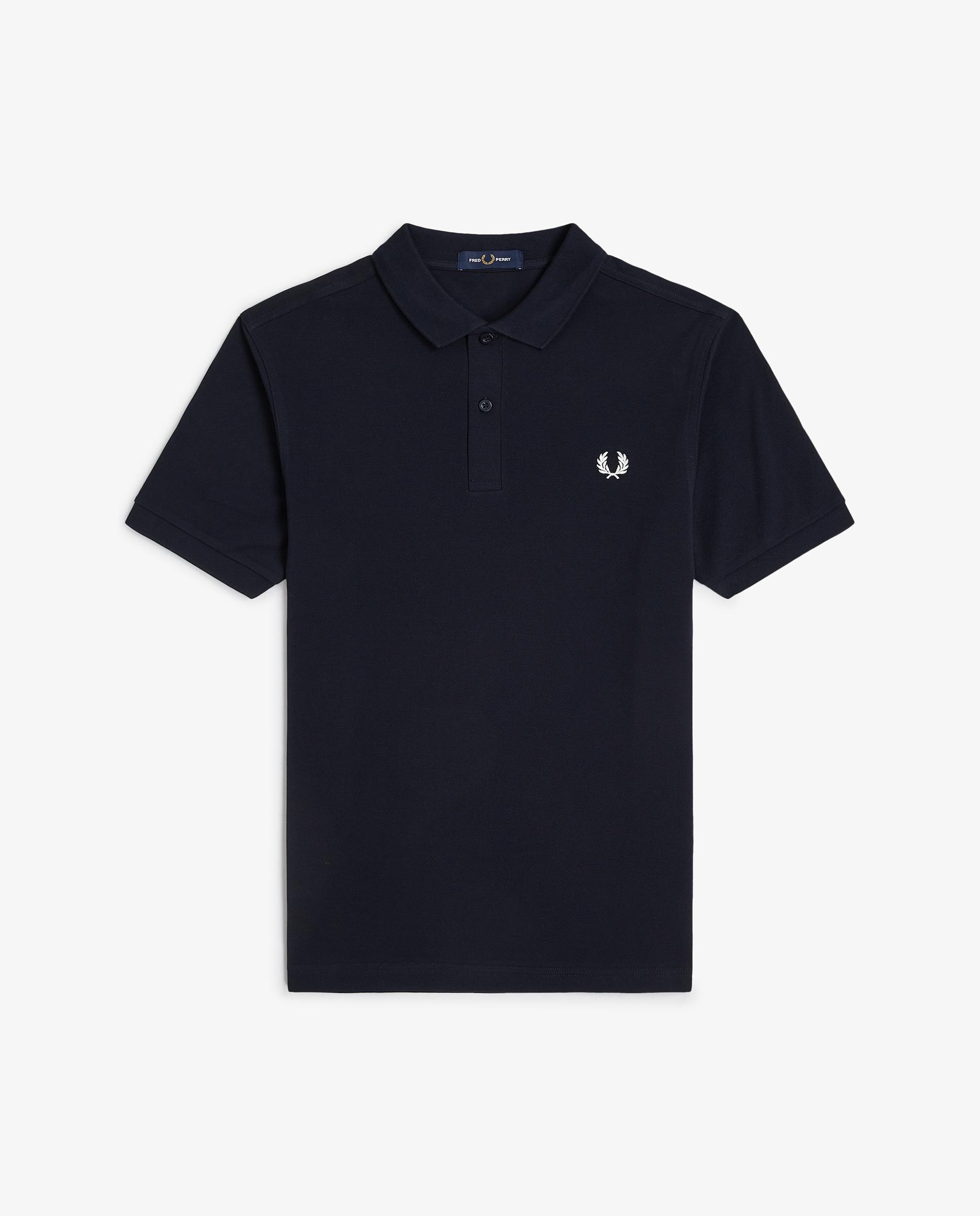 Polo de hombre liso de manga corta en piqué de algodón - Fred Perry - Negro / Blanco Negro / Blanco-5