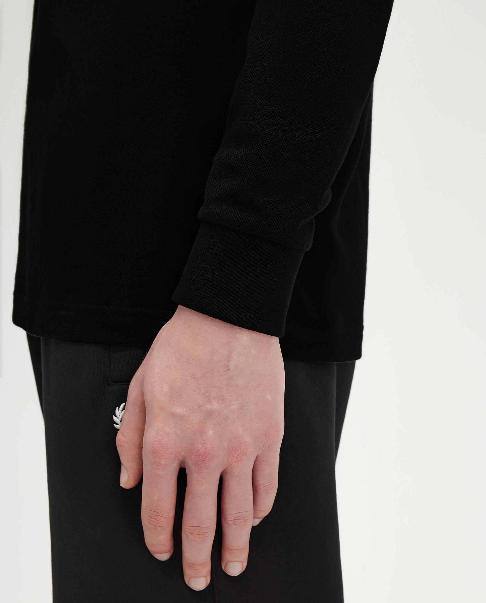Imagen 5 de Polo de hombre liso de manga larga en piqué de algodón - Fred Perry - Negro Negro