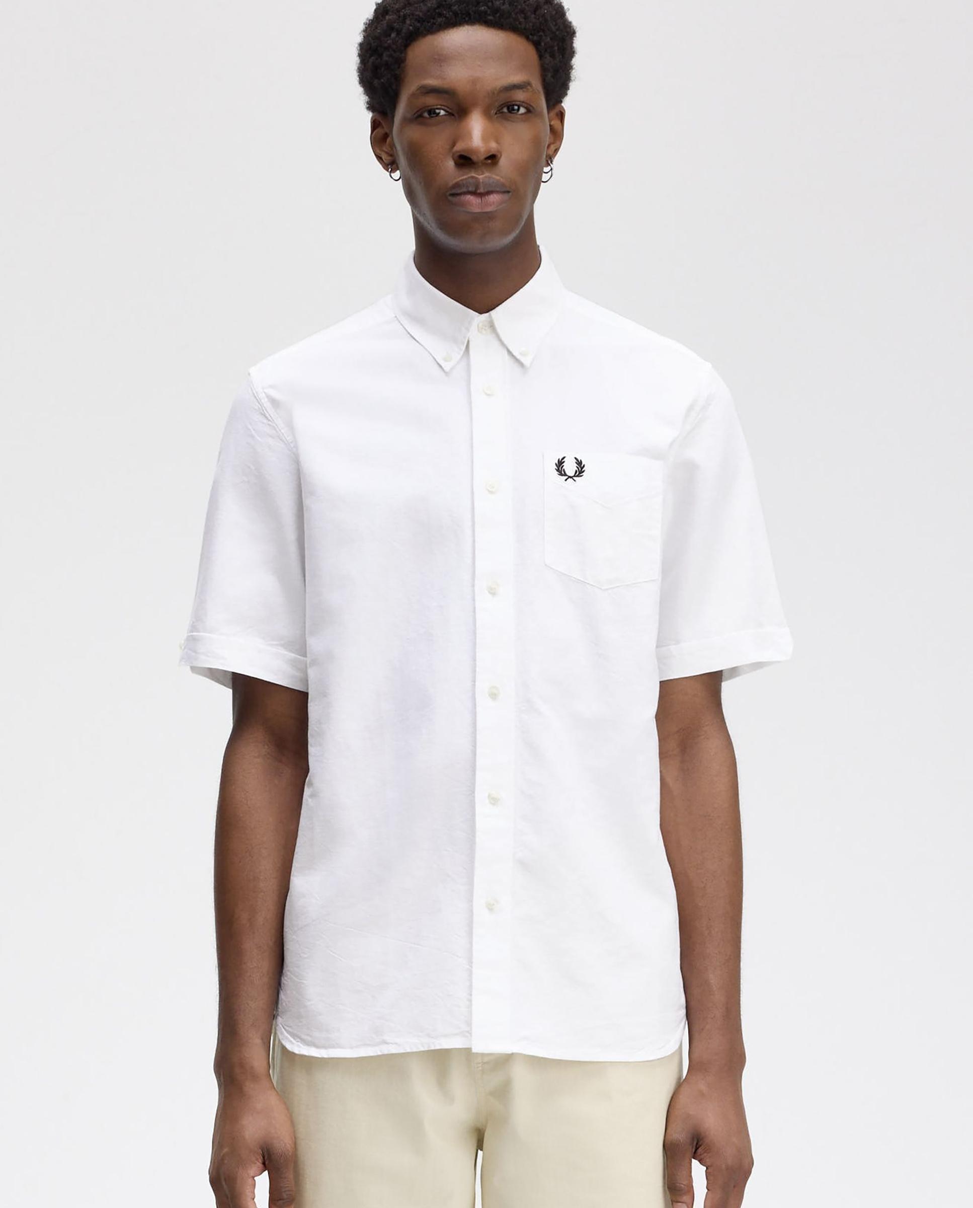 Imagen 1 de Camisa Oxford de hombre manga corta con bolsillo - Fred Perry - Blanco Blanco