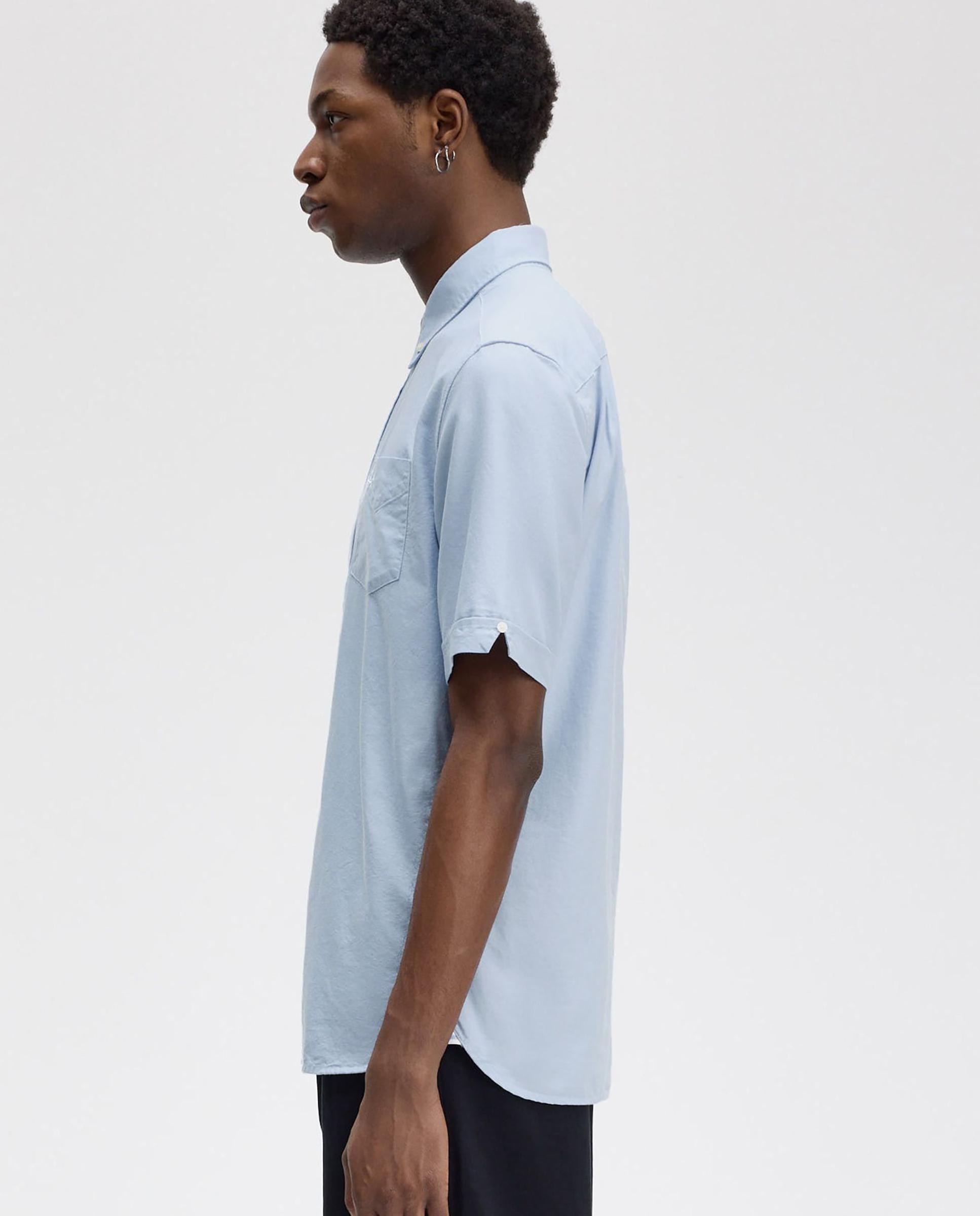 Camisa Oxford de hombre manga corta con bolsillo - Fred Perry - Azul claro Azul claro-2