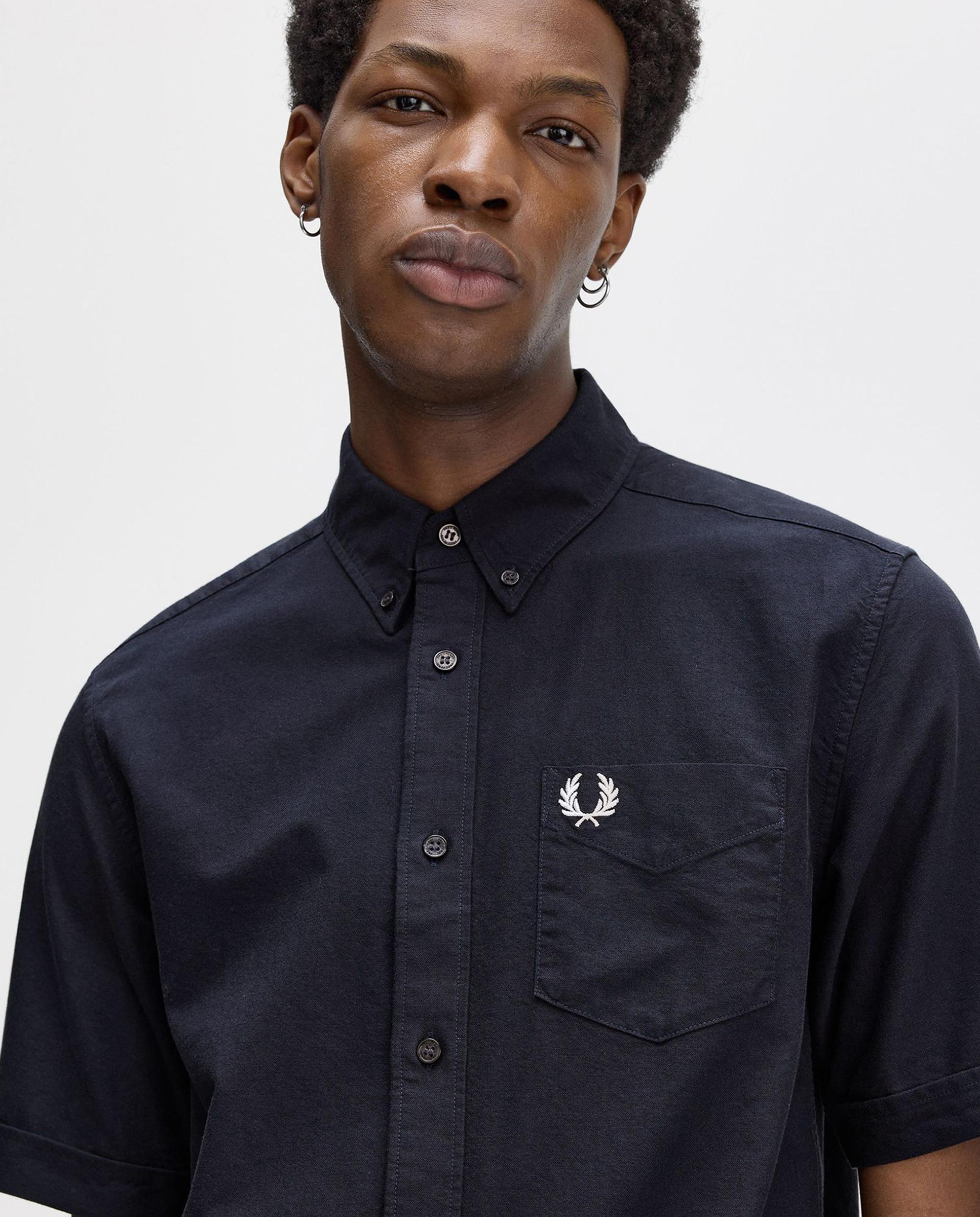 Camisa Oxford de hombre manga corta con bolsillo - Fred Perry - Azul marino Azul marino-3