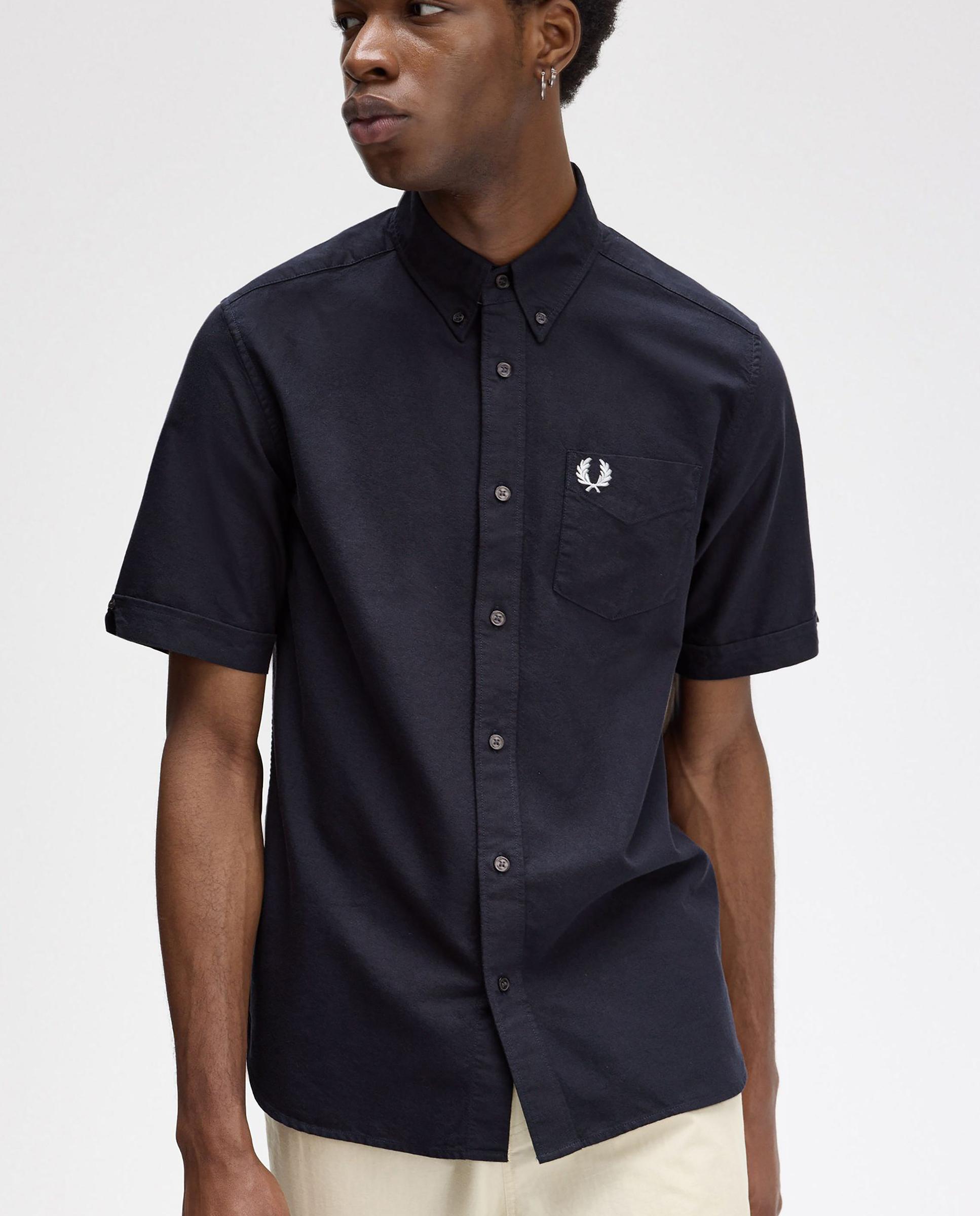 Camisa Oxford de hombre manga corta con bolsillo - Fred Perry - Azul marino Azul marino-4