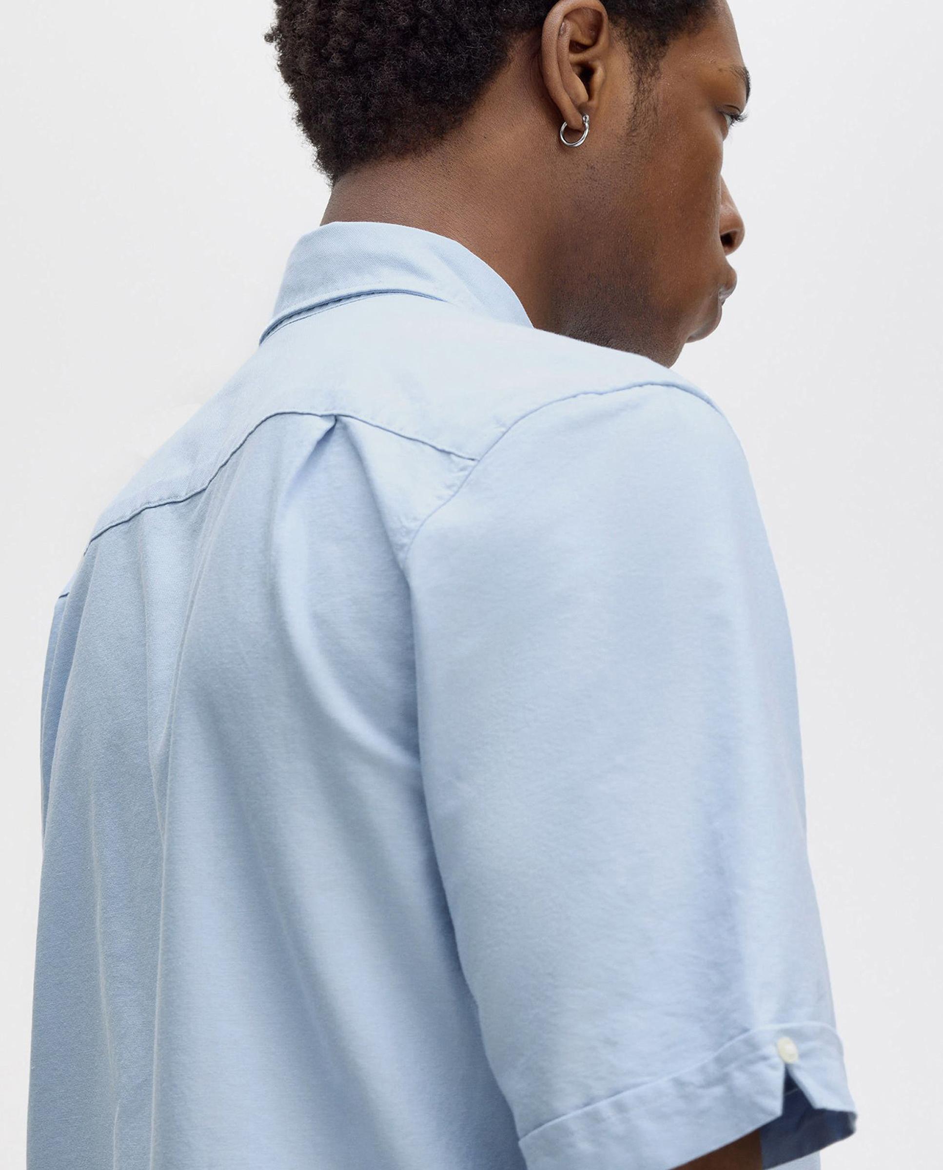 Camisa Oxford de hombre manga corta con bolsillo - Fred Perry - Azul claro Azul claro-5