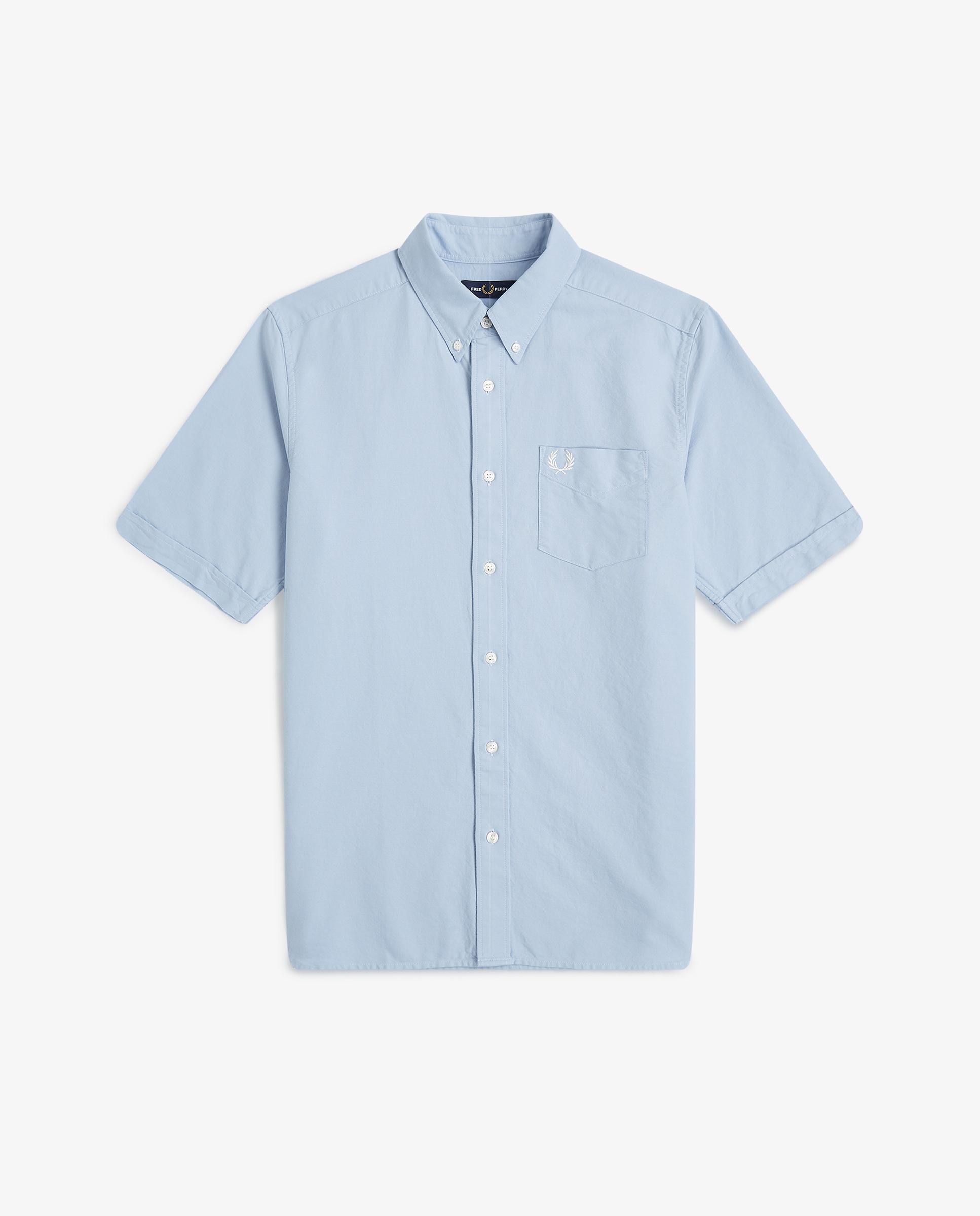 Camisa Oxford de hombre manga corta con bolsillo - Fred Perry - Azul claro Azul claro-7