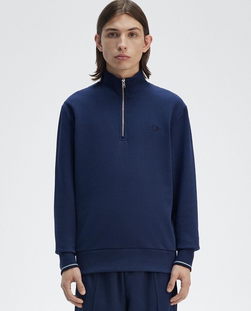 Imagen 0 de Sudadera de hombre con media cremallera y ribetes